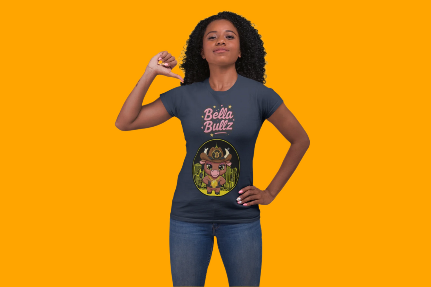 Cute Graphic Tee, Bella Bitcoin Bullz T-Shirt, Crypto Animal Quality T-Shirt, Exclusive Design, Gift for Her, Fun
