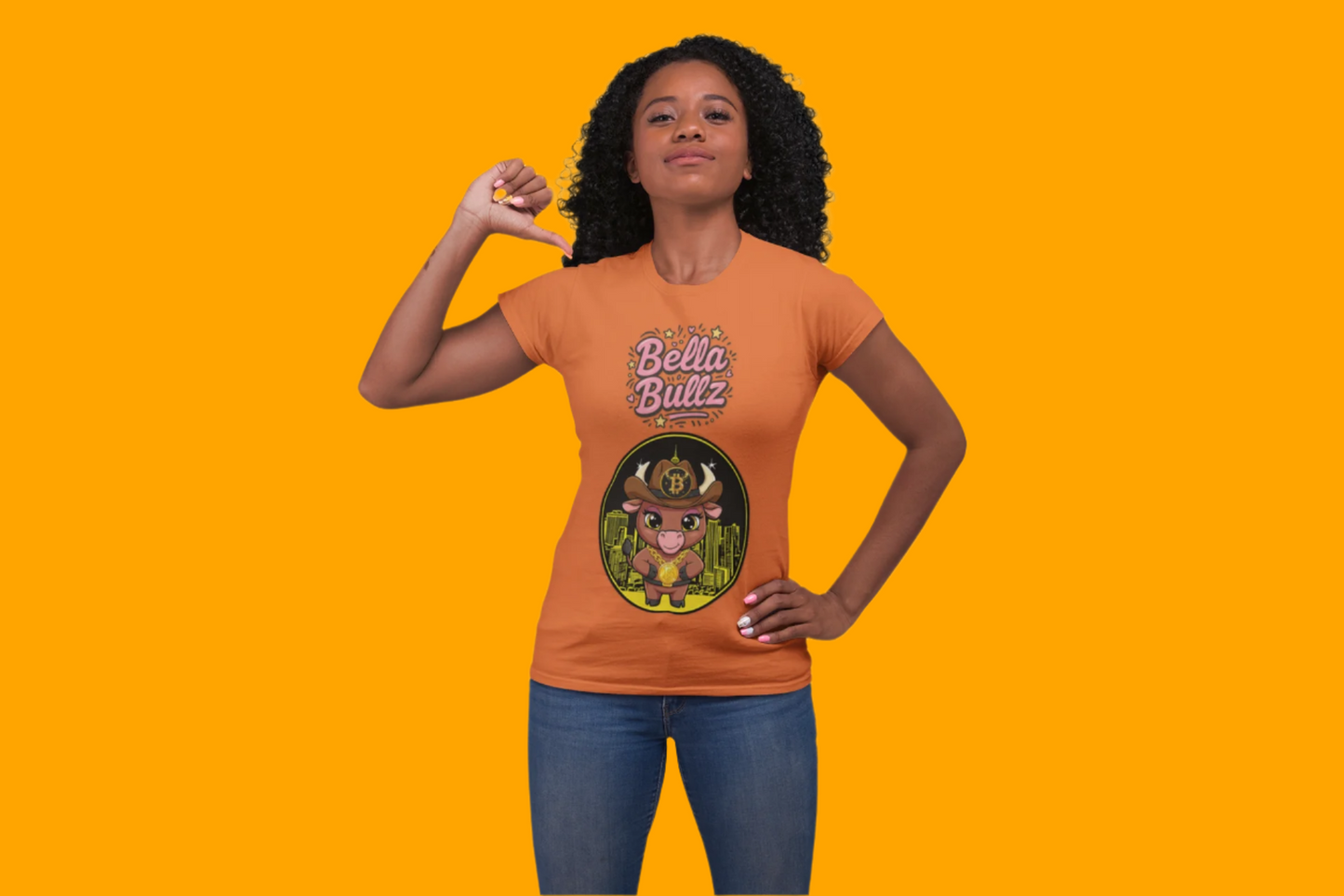 Cute Graphic Tee, Bella Bitcoin Bullz T-Shirt, Crypto Animal Quality T-Shirt, Exclusive Design, Gift for Her, Fun