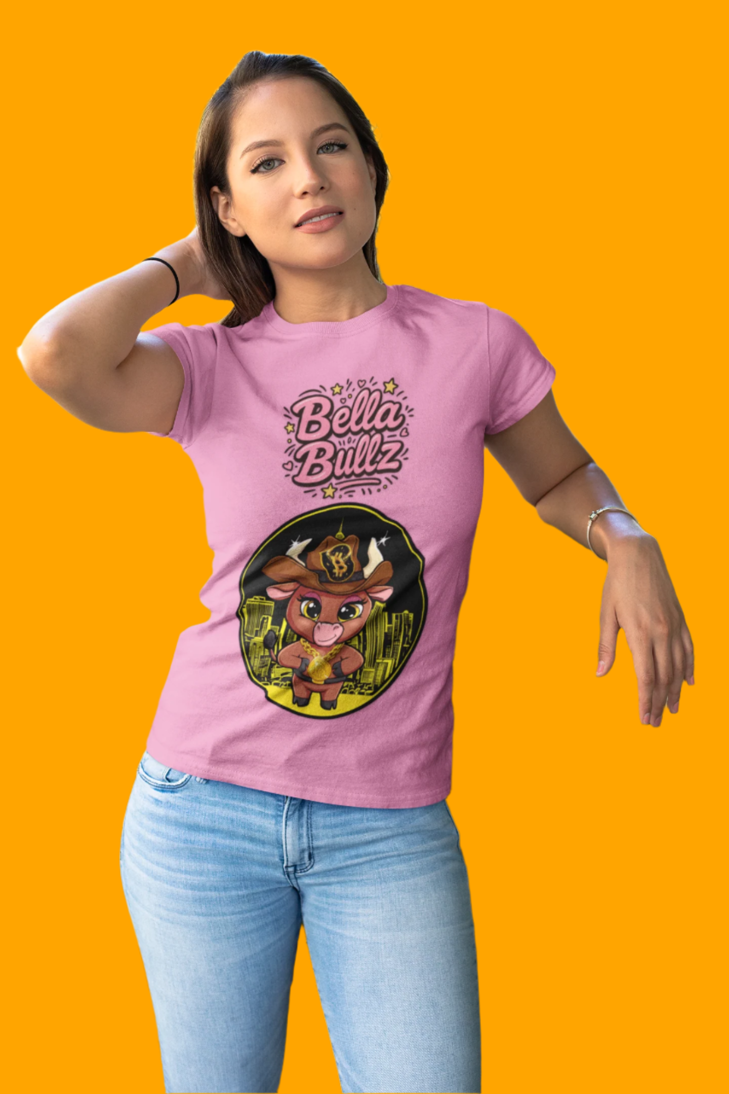 Cute Graphic Tee, Bella Bitcoin Bullz T-Shirt, Crypto Animal Quality T-Shirt, Exclusive Design, Gift for Her, Fun