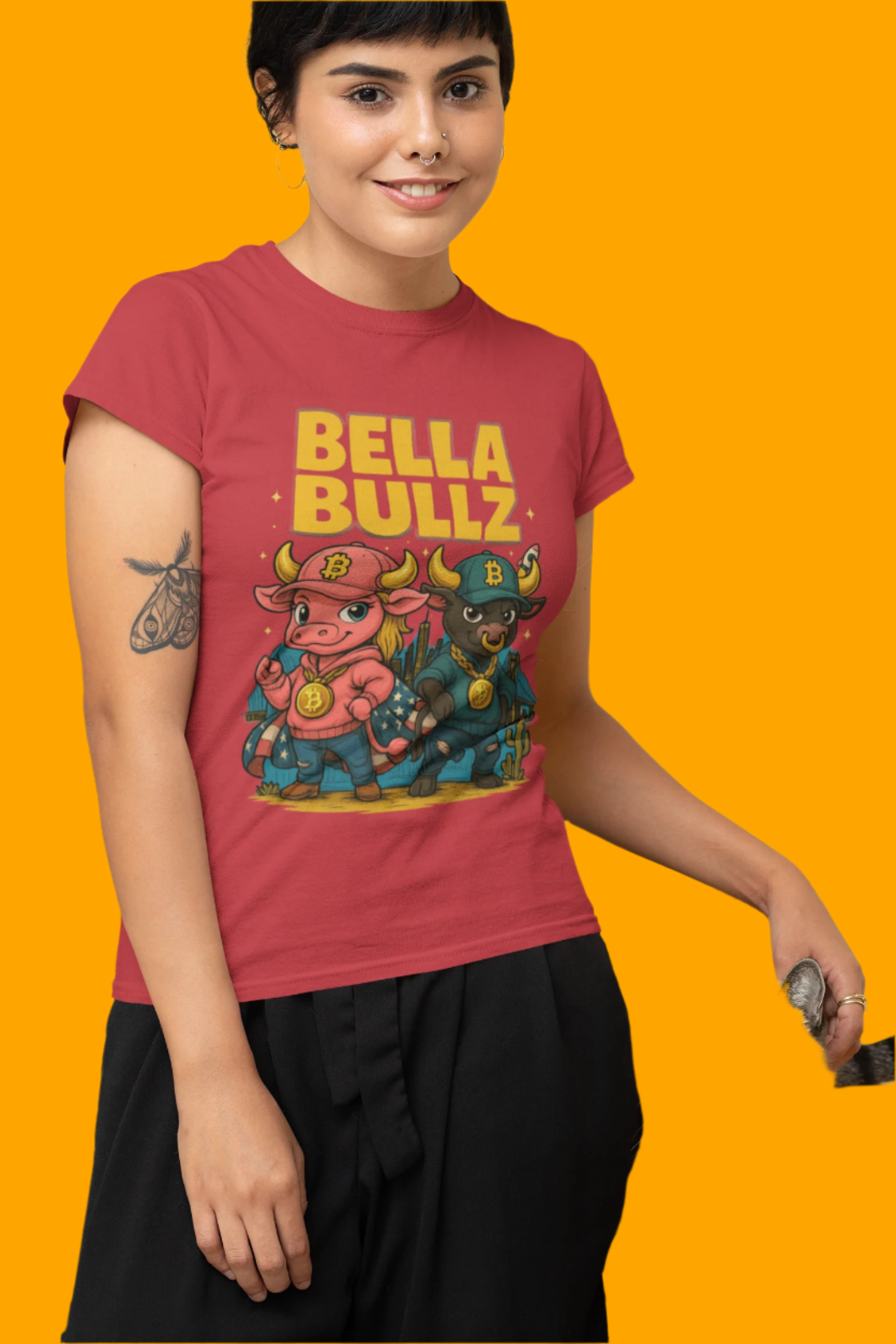 Bella Bullz Women's Cotton Tee - Fun Graphic Tee for Cow Lovers, Casual Wear, Birthday Gifts, Farmhouse Style, Trendy Apparel