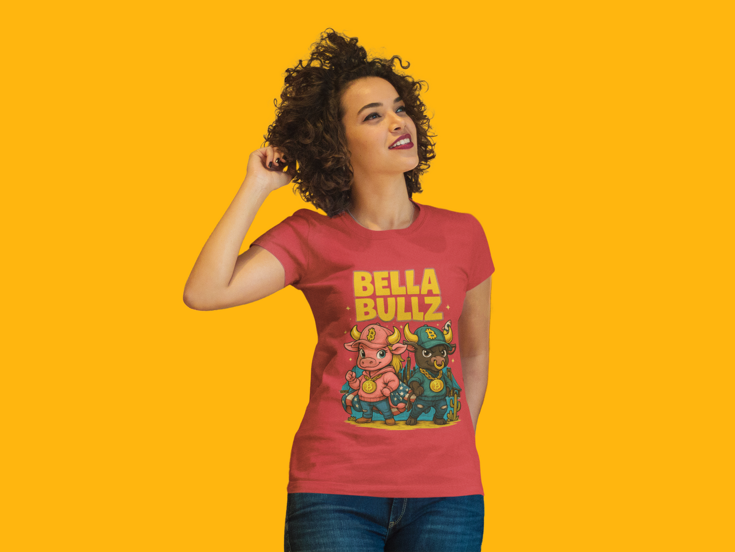 Bella Bullz Women's Cotton Tee - Fun Graphic Tee for Cow Lovers, Casual Wear, Birthday Gifts, Farmhouse Style, Trendy Apparel