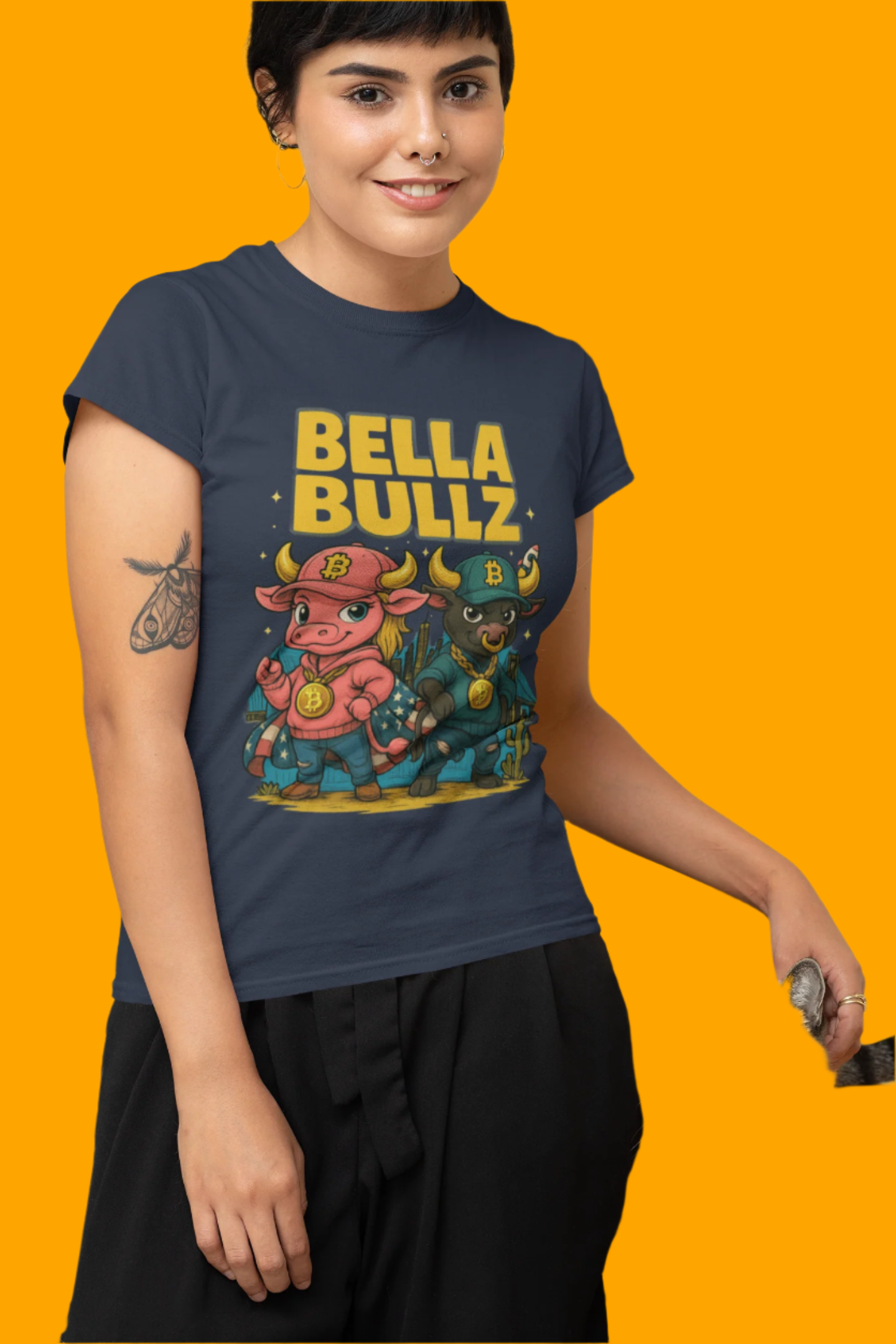 Bella Bullz Women's Cotton Tee - Fun Graphic Tee for Cow Lovers, Casual Wear, Birthday Gifts, Farmhouse Style, Trendy Apparel