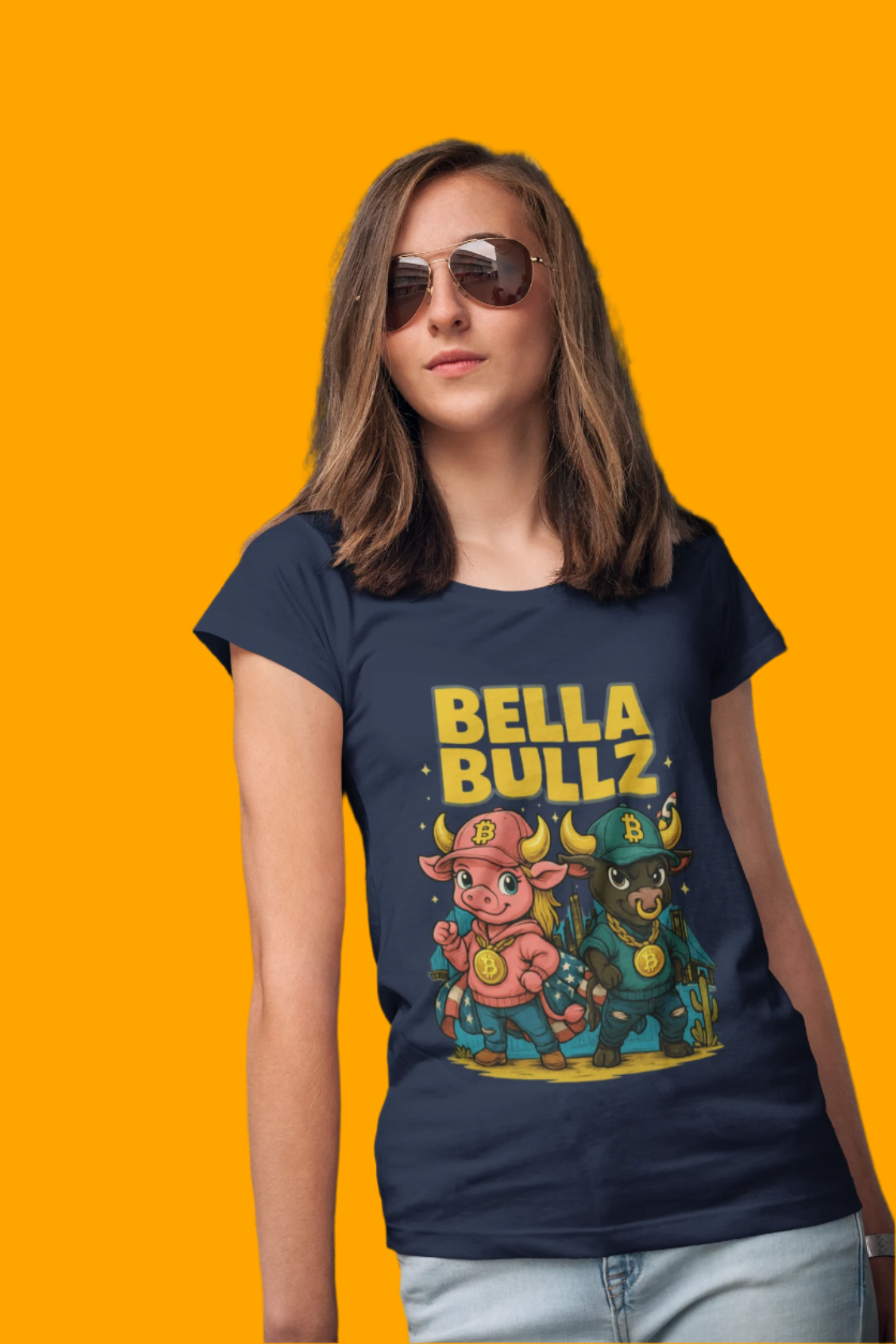 Bella Bullz Women's Cotton Tee - Fun Graphic Tee for Cow Lovers, Casual Wear, Birthday Gifts, Farmhouse Style, Trendy Apparel