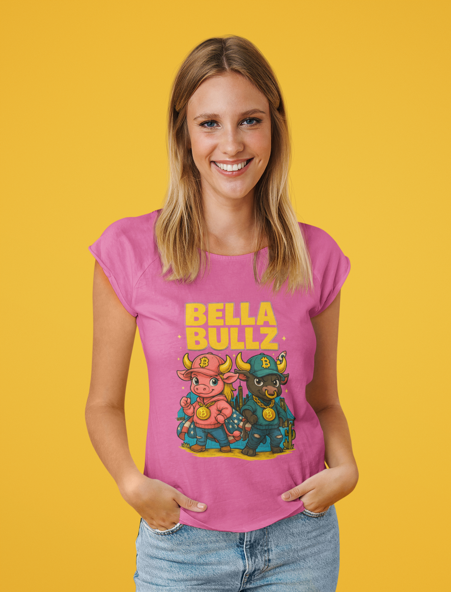 Bella Bullz Women's Cotton Tee - Fun Graphic Tee for Cow Lovers, Casual Wear, Birthday Gifts, Farmhouse Style, Trendy Apparel