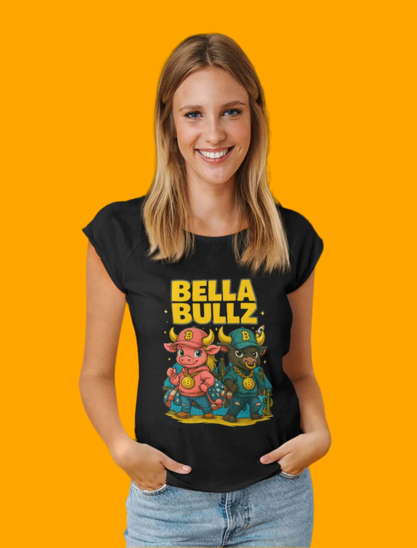 Bella Bullz Women's Cotton Tee - Fun Graphic Tee for Cow Lovers, Casual Wear, Birthday Gifts, Farmhouse Style, Trendy Apparel