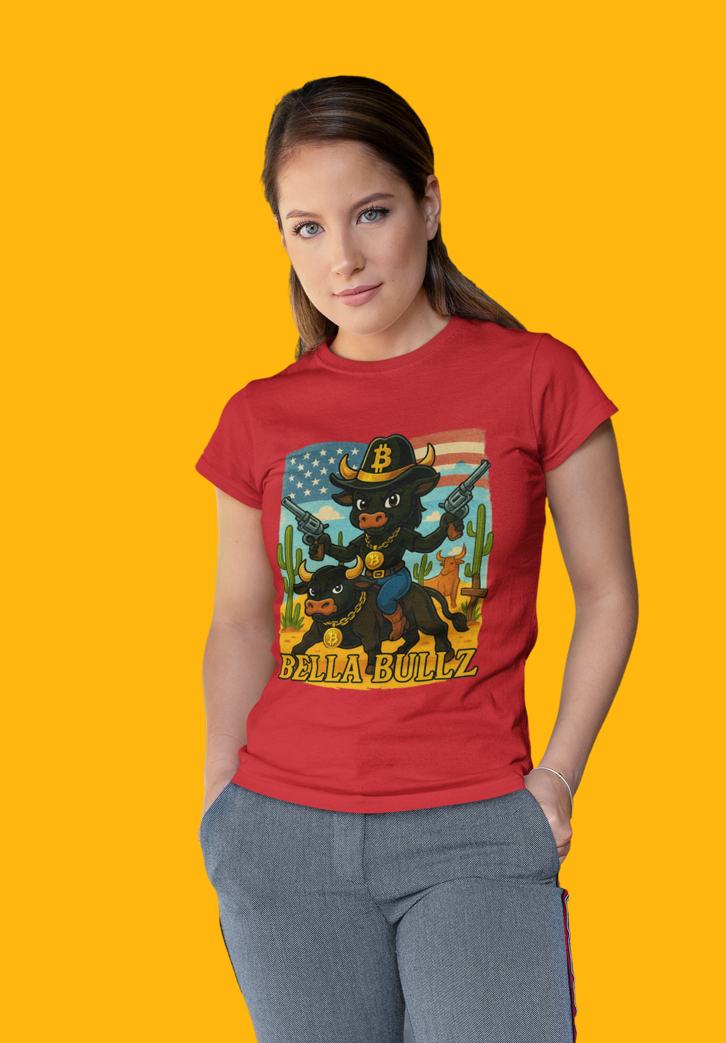 Women’s Graphic Tee - Crypto Bullz Western Texas Shirt, Crypto Passion, Rodeo Bella Bullz, Limited Design