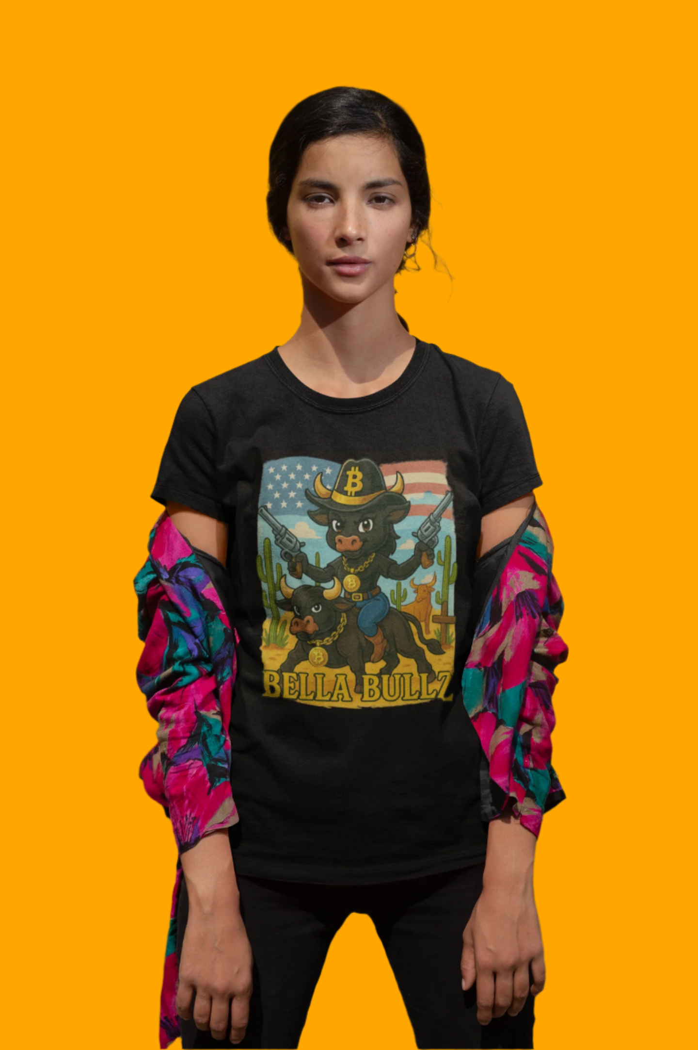 Women’s Graphic Tee - Crypto Bullz Western Texas Shirt, Crypto Passion, Rodeo Bella Bullz, Limited Design