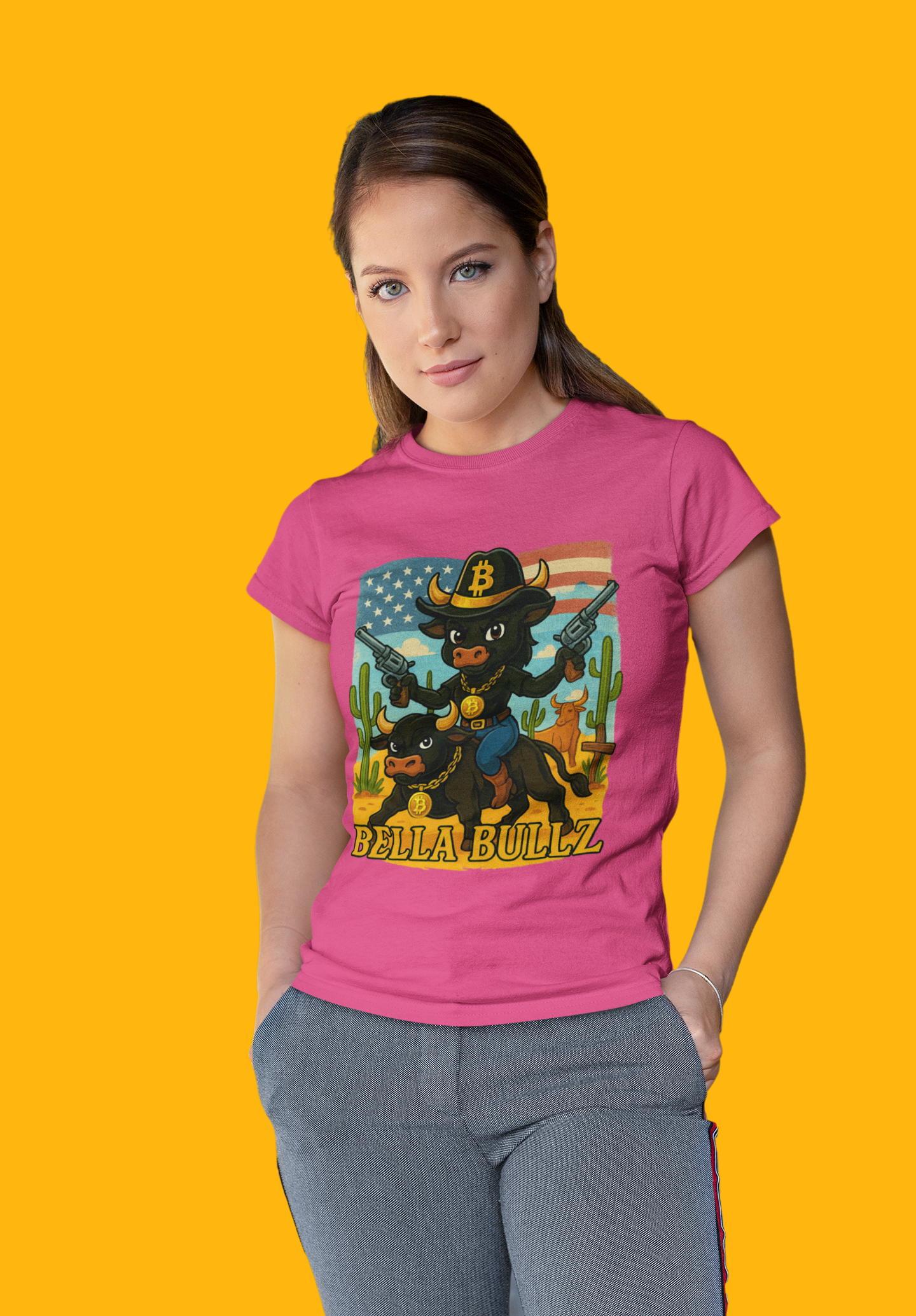 Women’s Graphic Tee - Crypto Bullz Western Texas Shirt, Crypto Passion, Rodeo Bella Bullz, Limited Design