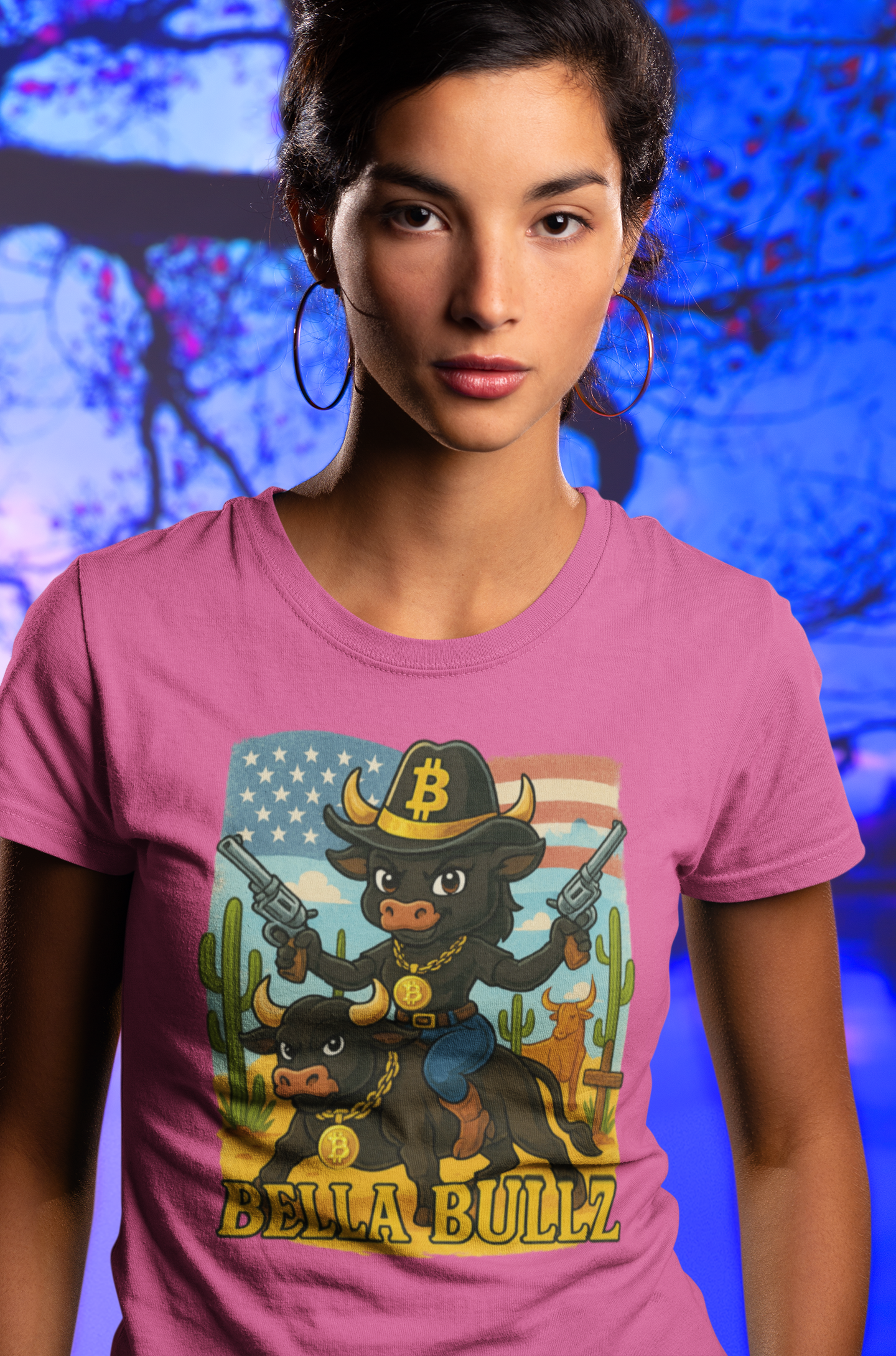Women’s Graphic Tee - Crypto Bullz Western Texas Shirt, Crypto Passion, Rodeo Bella Bullz, Limited Design