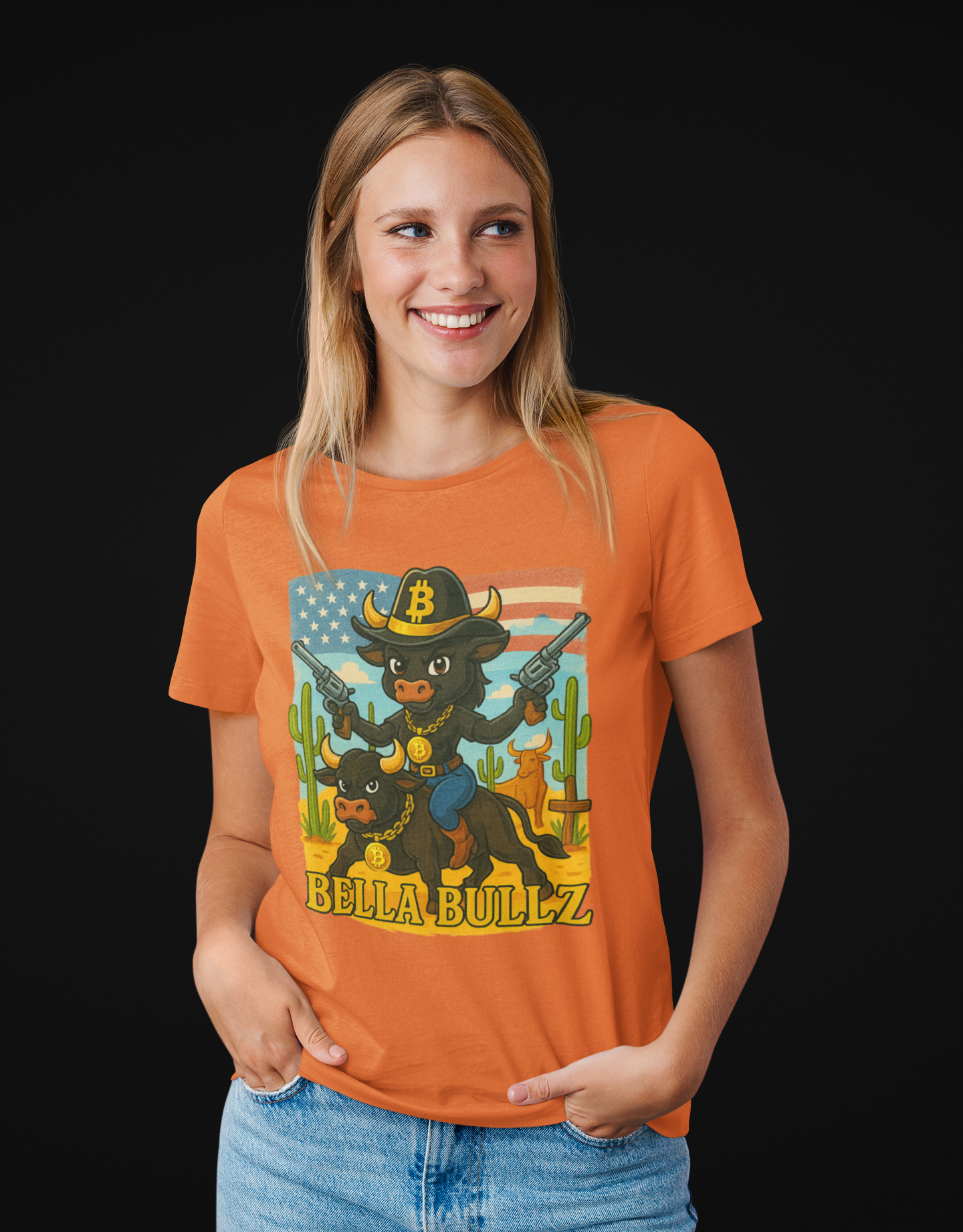 Women’s Graphic Tee - Crypto Bullz Western Texas Shirt, Crypto Passion, Rodeo Bella Bullz, Limited Design