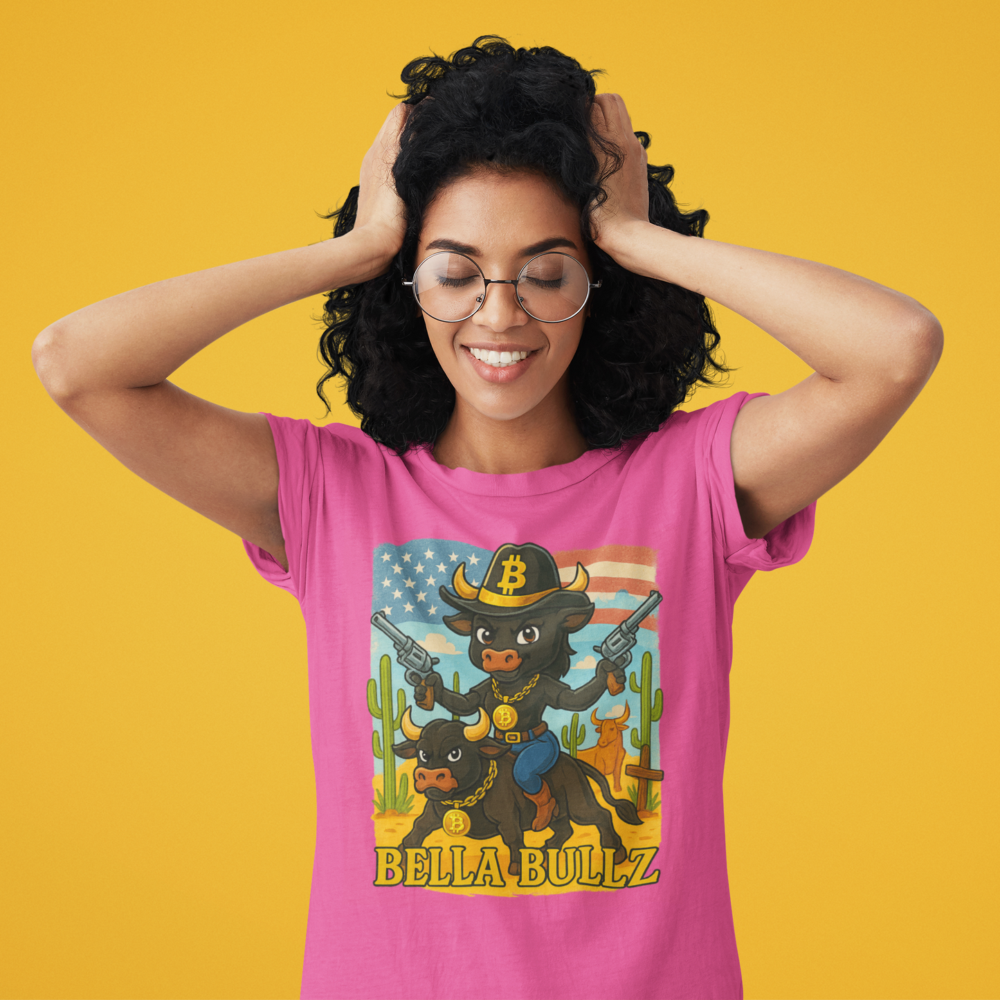 Women’s Graphic Tee - Crypto Bullz Western Texas Shirt, Crypto Passion, Rodeo Bella Bullz, Limited Design