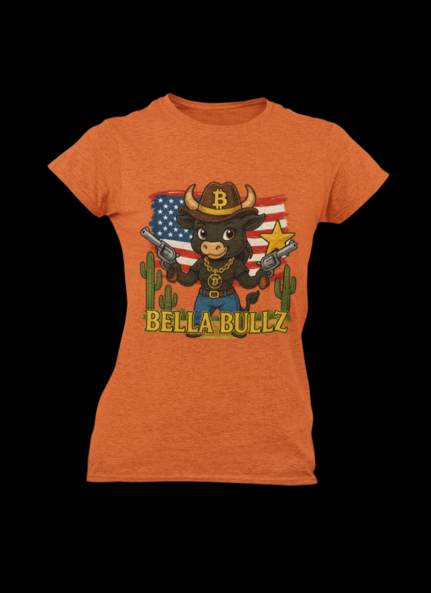 Western-Themed Women's Tee, Exclusive Designs, Crypto Lovers Bitcoin Patriotic Clothing, Cowgirl Women's Top, Americana Style