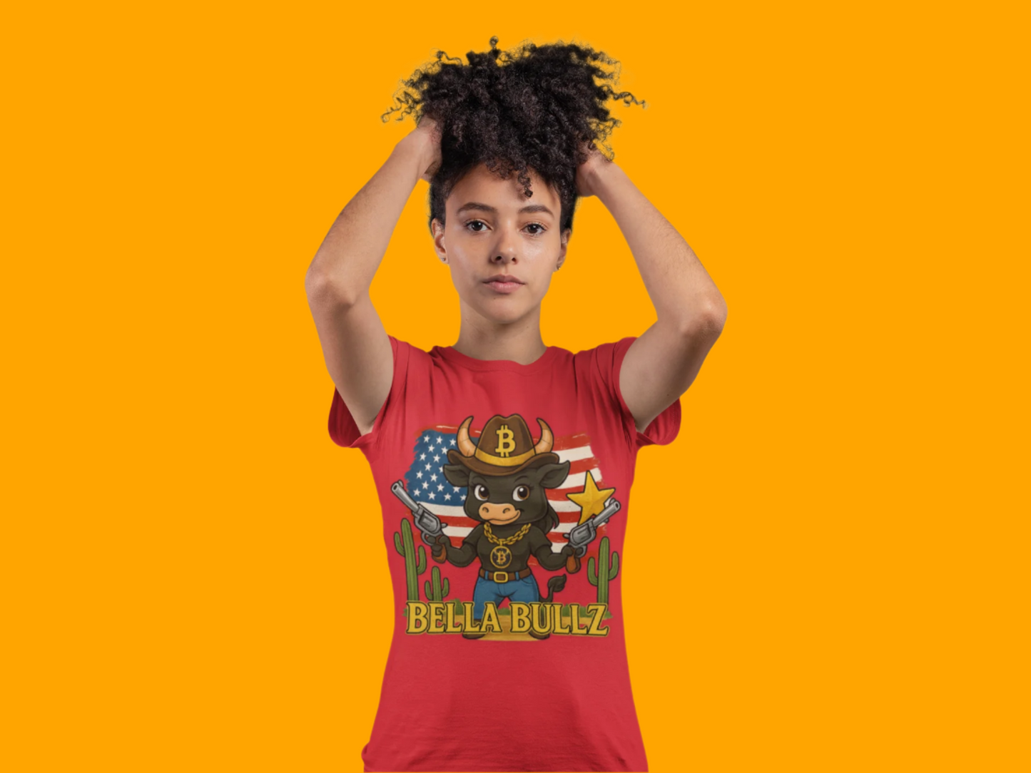 Western-Themed Women's Tee, Exclusive Designs, Crypto Lovers Bitcoin Patriotic Clothing, Cowgirl Women's Top, Americana Style