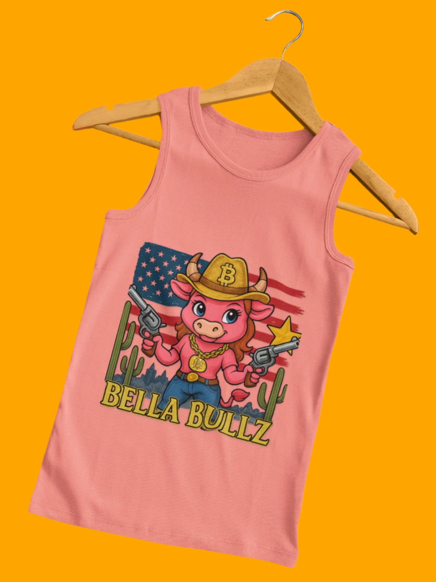 Bella Bullz™ Graphic Tank Top | Women's Garment Dyed T-Shirt, Crypto Cowgirl Western Outfit, Summer Festival