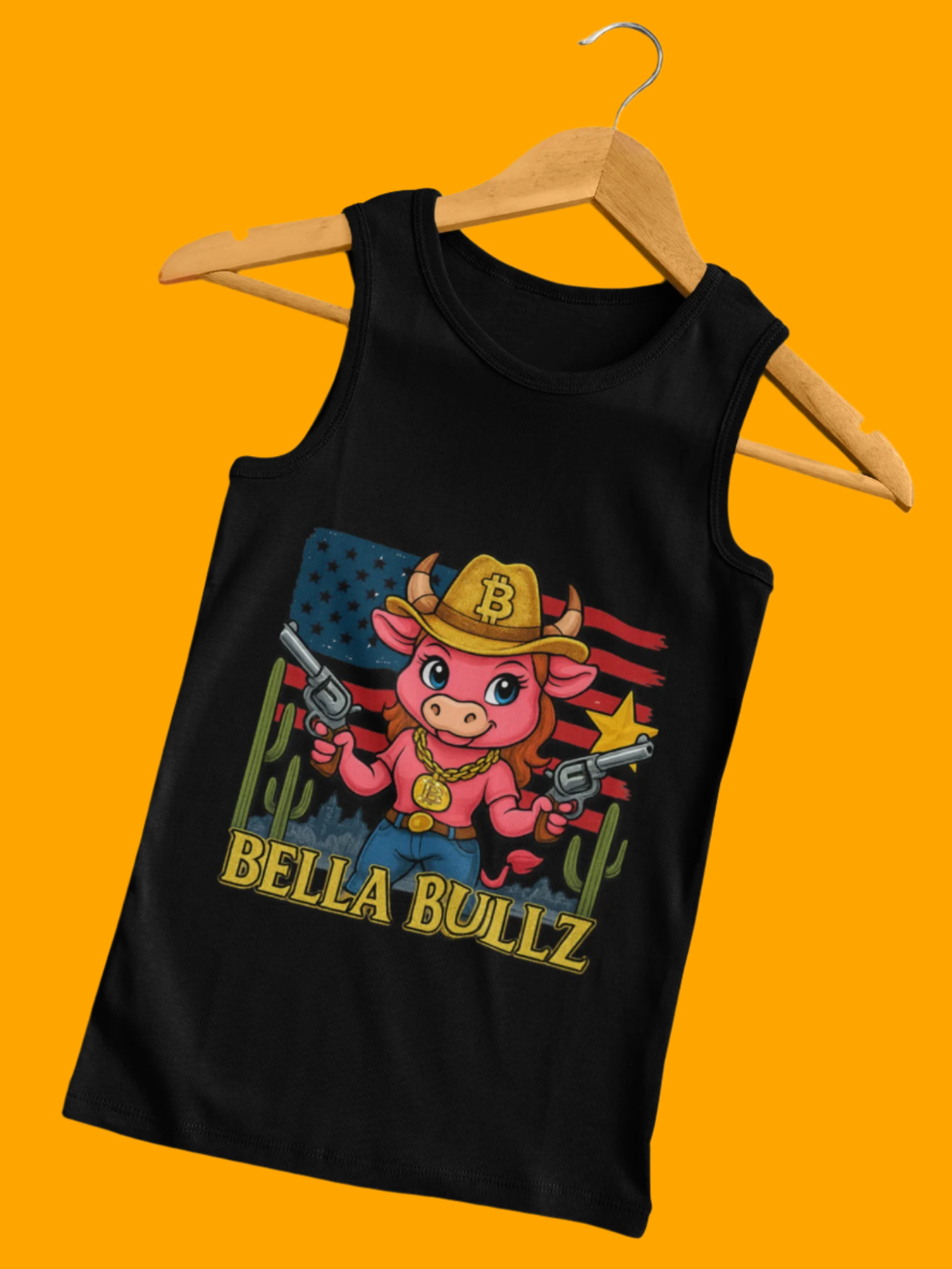 Bella Bullz™ Graphic Tank Top | Women's Garment Dyed T-Shirt, Crypto Cowgirl Western Outfit, Summer Festival
