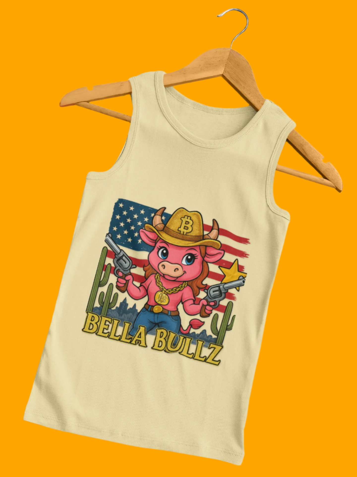 Bella Bullz™ Graphic Tank Top | Women's Garment Dyed T-Shirt, Crypto Cowgirl Western Outfit, Summer Festival