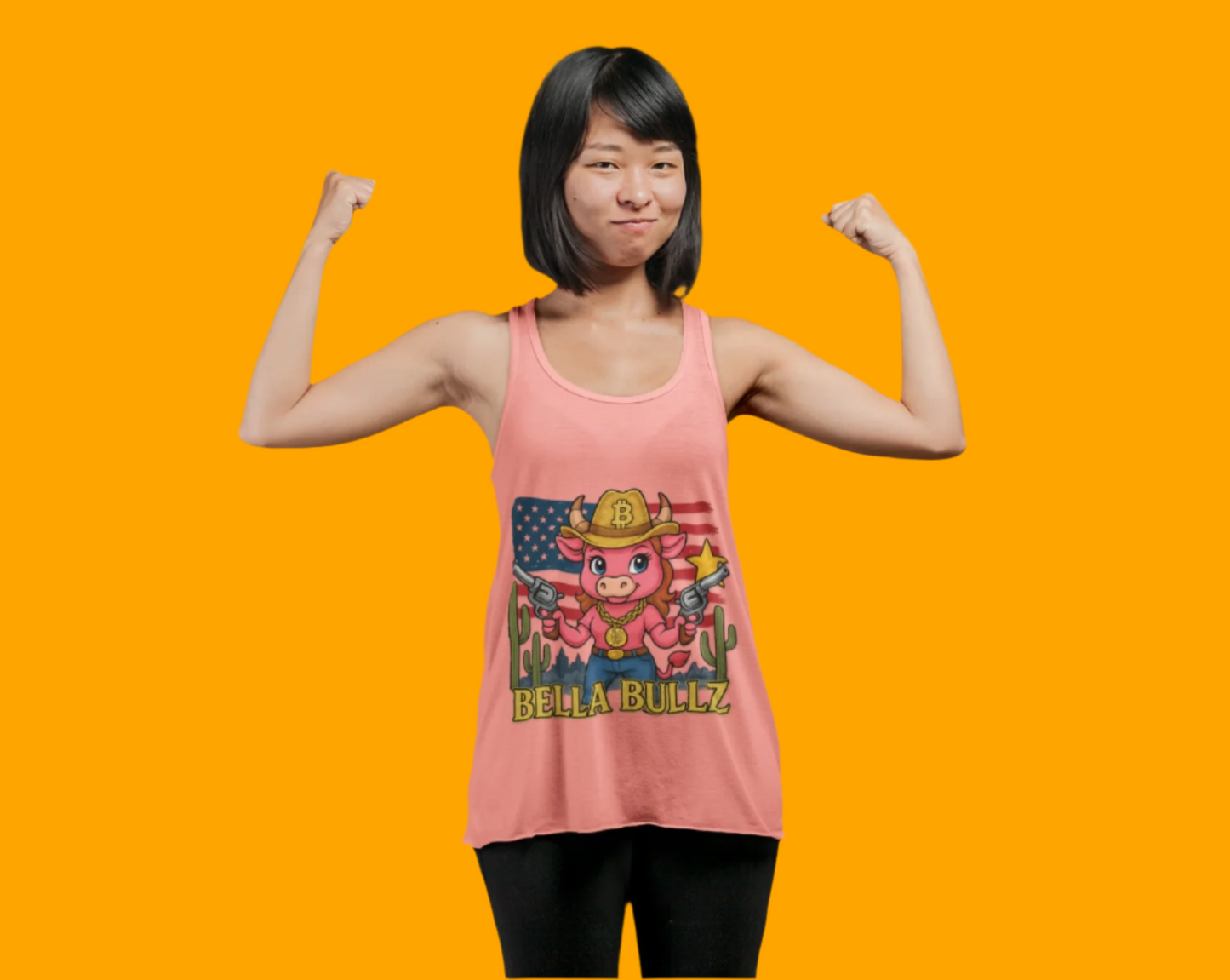 Bella Bullz™ Graphic Tank Top | Women's Garment Dyed T-Shirt, Crypto Cowgirl Western Outfit, Summer Festival