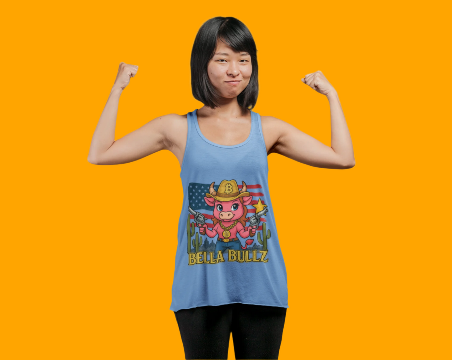 Bella Bullz™ Graphic Tank Top | Women's Garment Dyed T-Shirt, Crypto Cowgirl Western Outfit, Summer Festival
