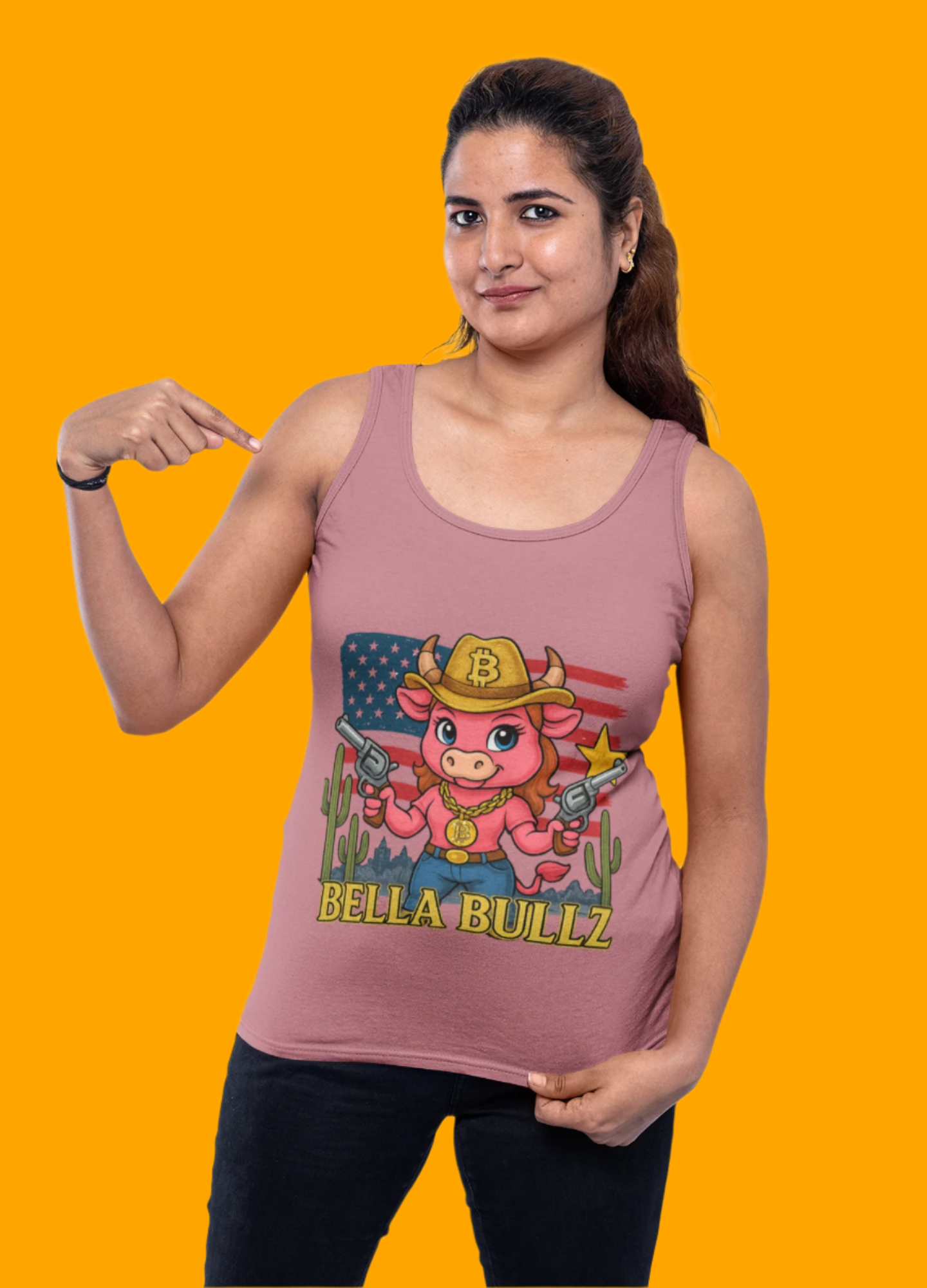 Bella Bullz™ Graphic Tank Top | Women's Garment Dyed T-Shirt, Crypto Cowgirl Western Outfit, Summer Festival