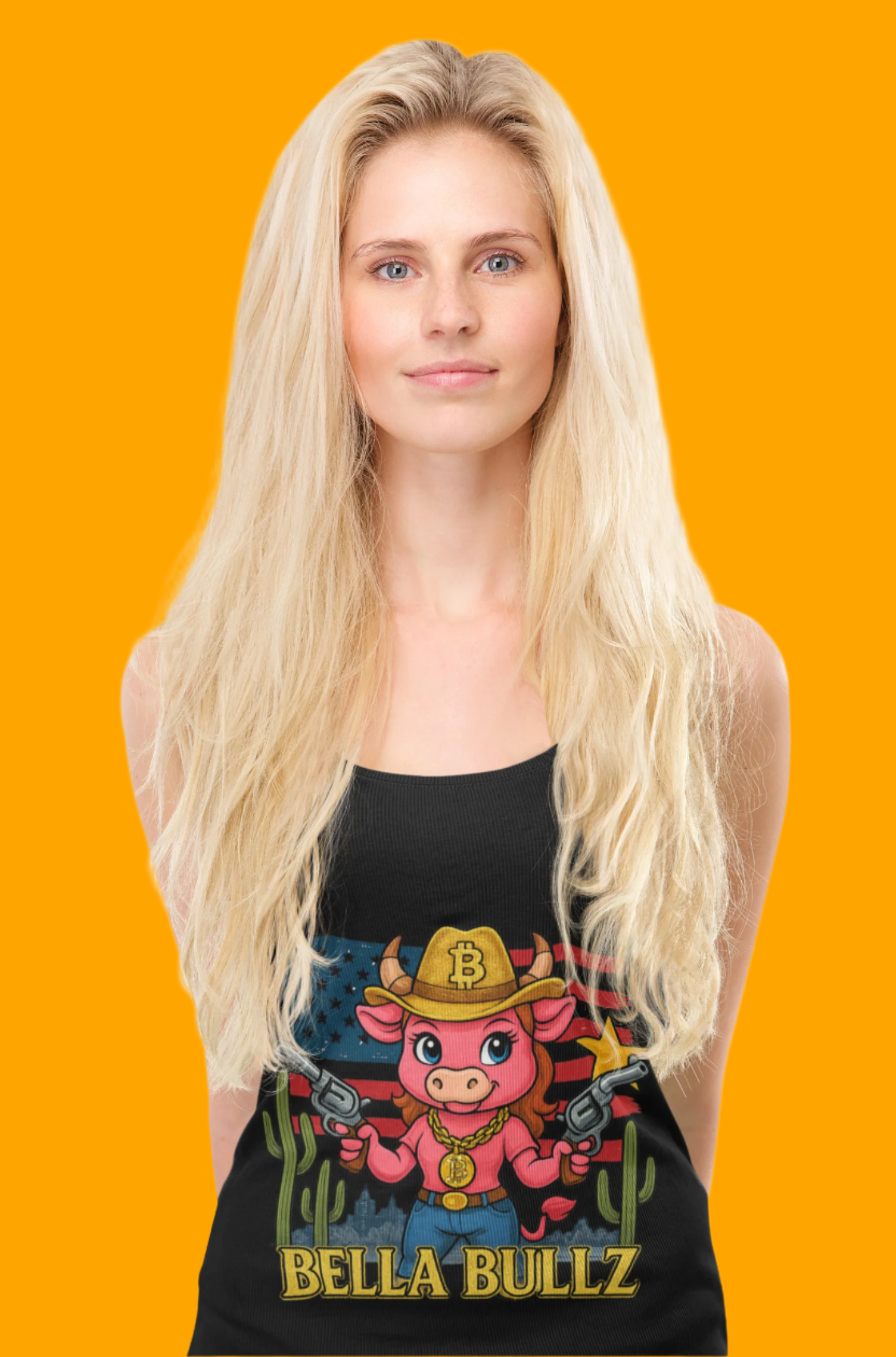 Bella Bullz™ Graphic Tank Top | Women's Garment Dyed T-Shirt, Crypto Cowgirl Western Outfit, Summer Festival