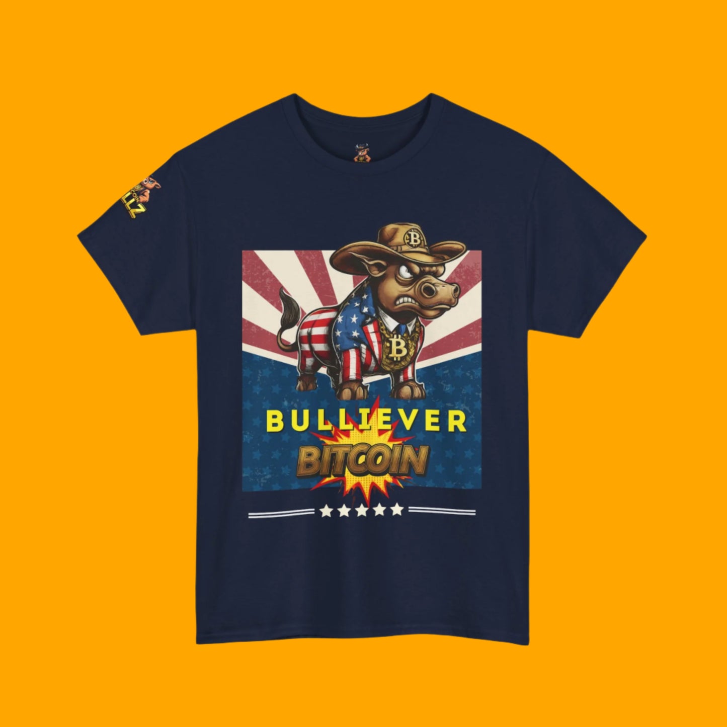 🔥 Bitcoin Bullz™ Patriotic Crypto Street Tee – Bold USA Design for Bitcoin "Bullievers" & Independence July4th Lovers 🔥