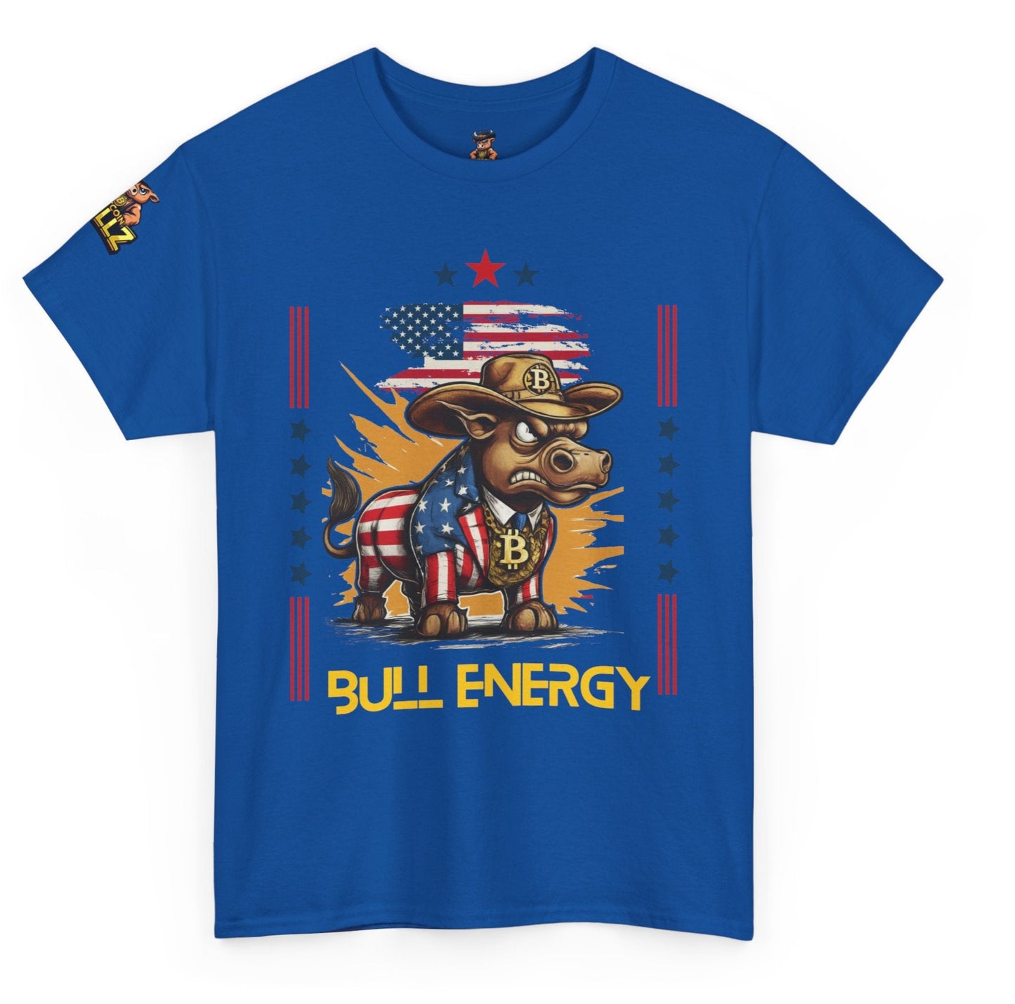 🔥 Bitcoin Bullz™ Patriotic Crypto Street Tee – Cartoon Style Bull Expression Bold USA Design for Bitcoin Bulls & Independence Lovers 🔥