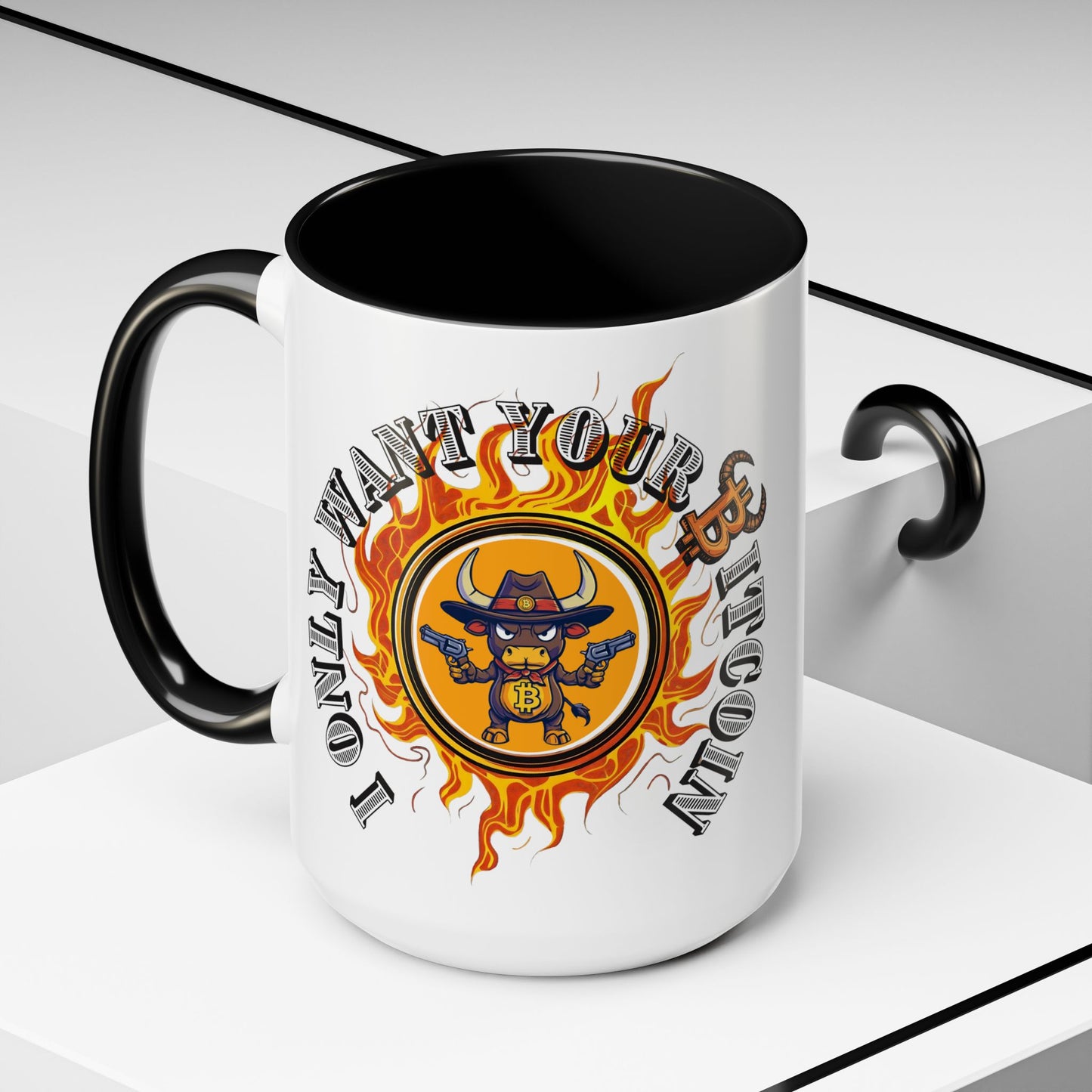 Bitcoin Bull Accent Coffee Mug - Perfect Gift for Crypto Lovers, Unique Mug for Bitcoin Enthusiasts, Cool Coffee Cup for Home or Office