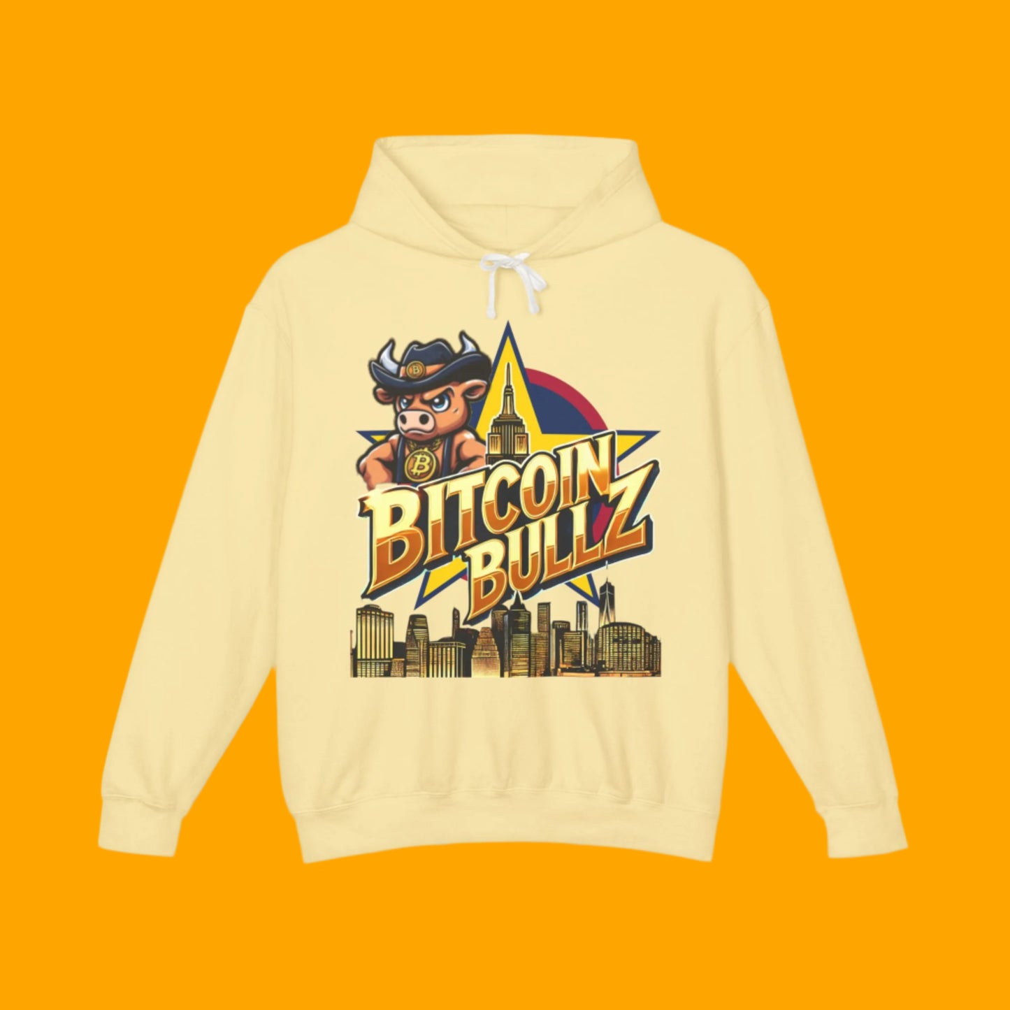Men's Bitcoin Bullz Hoodie Lightweight Comic Book NYC streetwear Viral Style for Bitcoin Cowboys Urban Summer wear