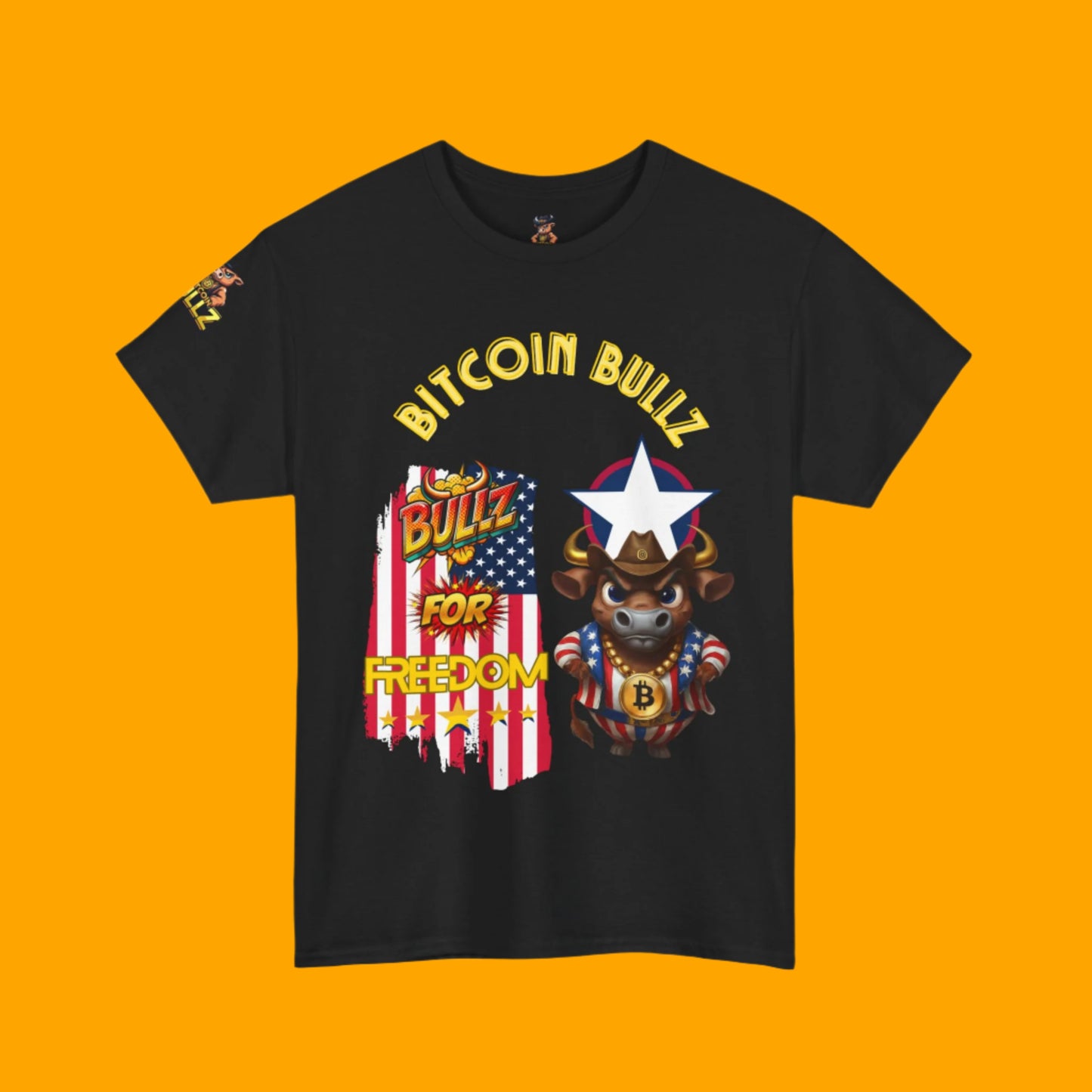 Bitcoin Bullz™ Viral Patriotic Crypto Street Tee Limited Pieces– Bold USA Design for Bitcoin Bulls & Independence Lovers Crypto Passion for July 4th🔥