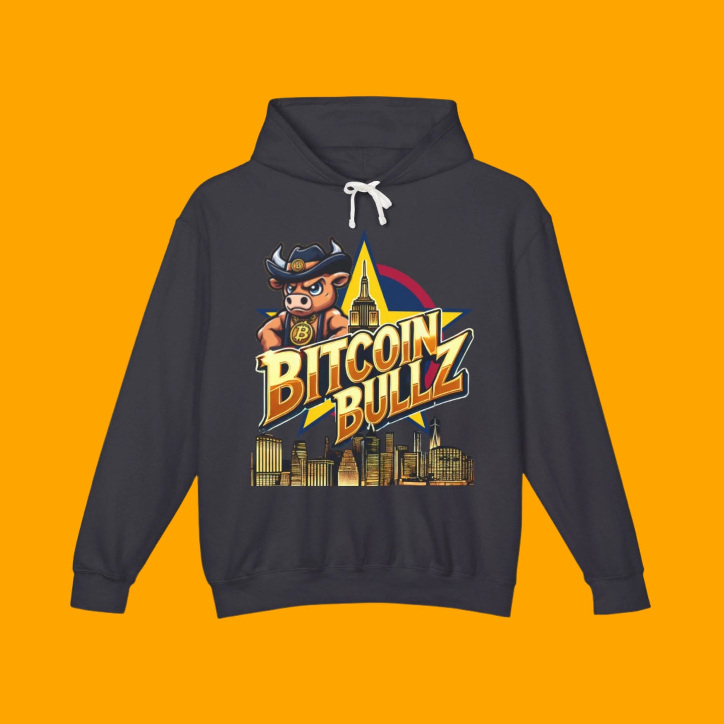 Men's Bitcoin Bullz Hoodie Lightweight Comic Book NYC streetwear Viral Style for Bitcoin Cowboys Urban Summer wear