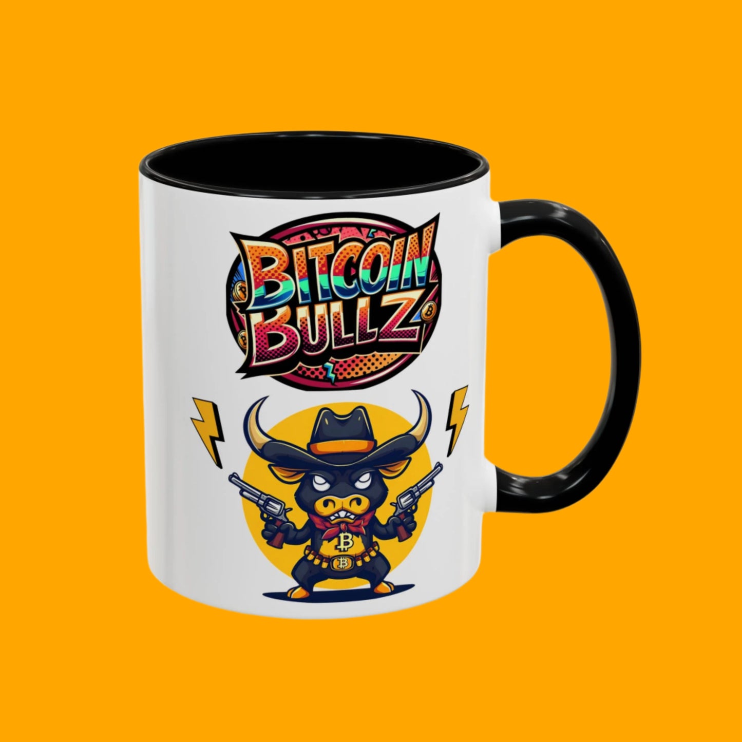 Bitcoin Bull Accent Coffee Mug - Perfect Gift for Crypto Lovers, Unique Mug for Bitcoin Enthusiasts, Cool Coffee Cup for Home or Office