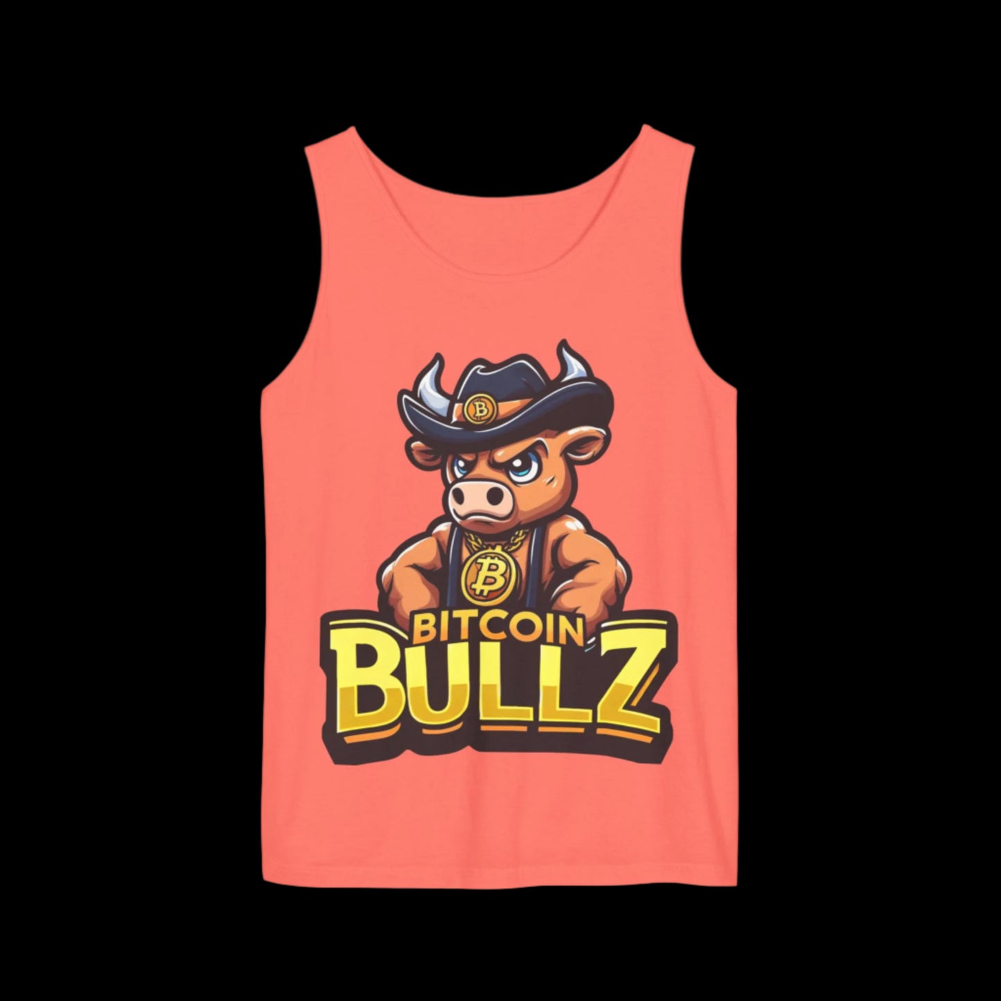 Bitcoin Bullz Garment-Dyed Tank Top | Crypto Lover Gift | Men's Summer Wear | Graphic Tee for Festivals, Beach, Gym