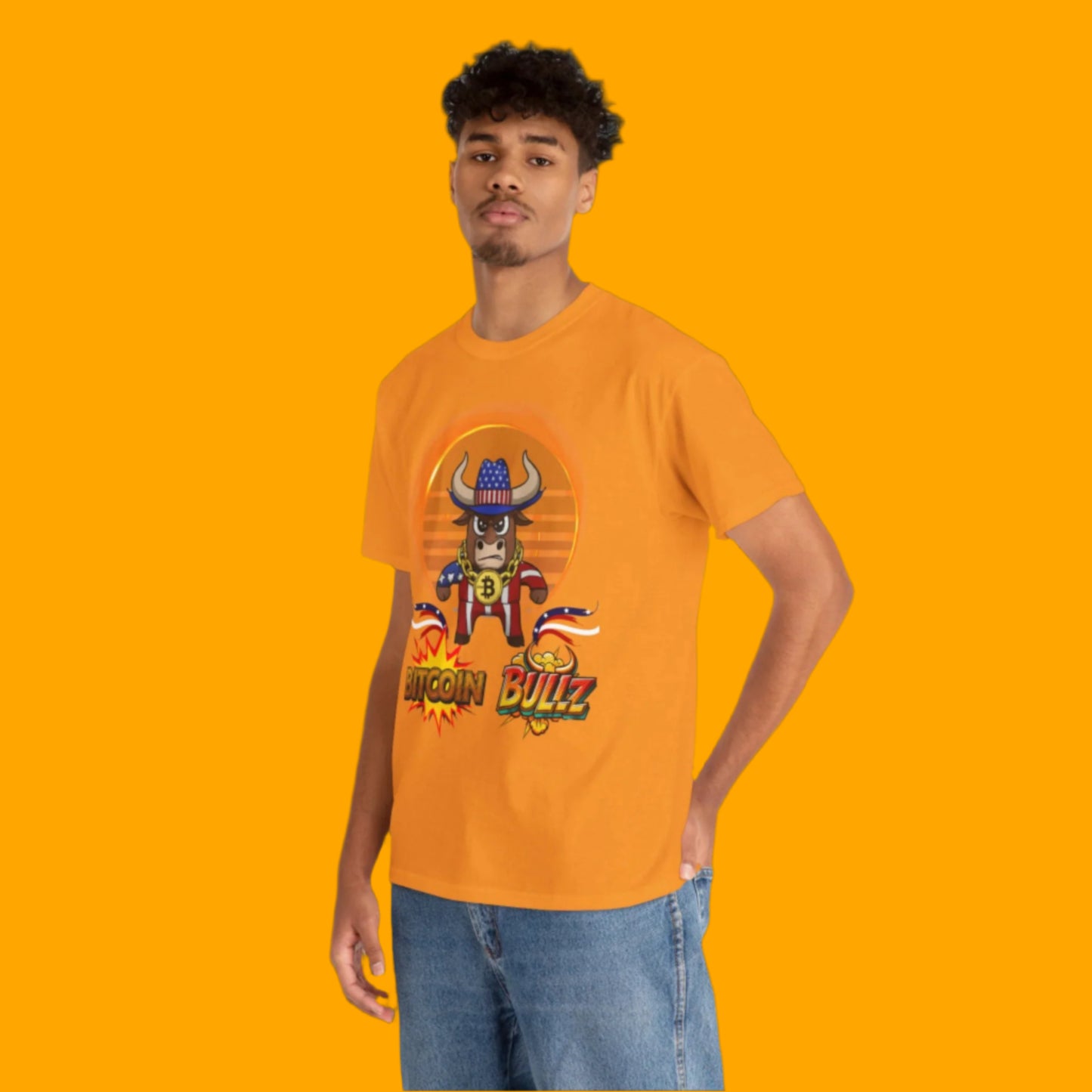 Bitcoin Bullz™ Retro-Futuristic Crypto Patriot Tee – Crypto Cowboy Viral Bold Design for Blockchain Believers Limited Designs (500 Pieces Only)