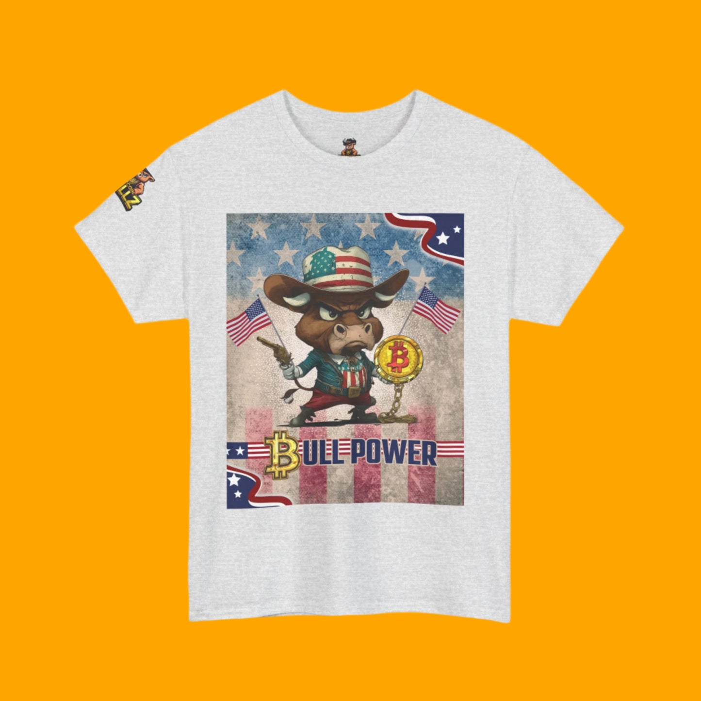 Bitcoin Bullz™ Graphic Athleisure Patriot Tee – Lightweight Crypto Streetwear for Viral HODL Crew Crypto Bitcoin Passion