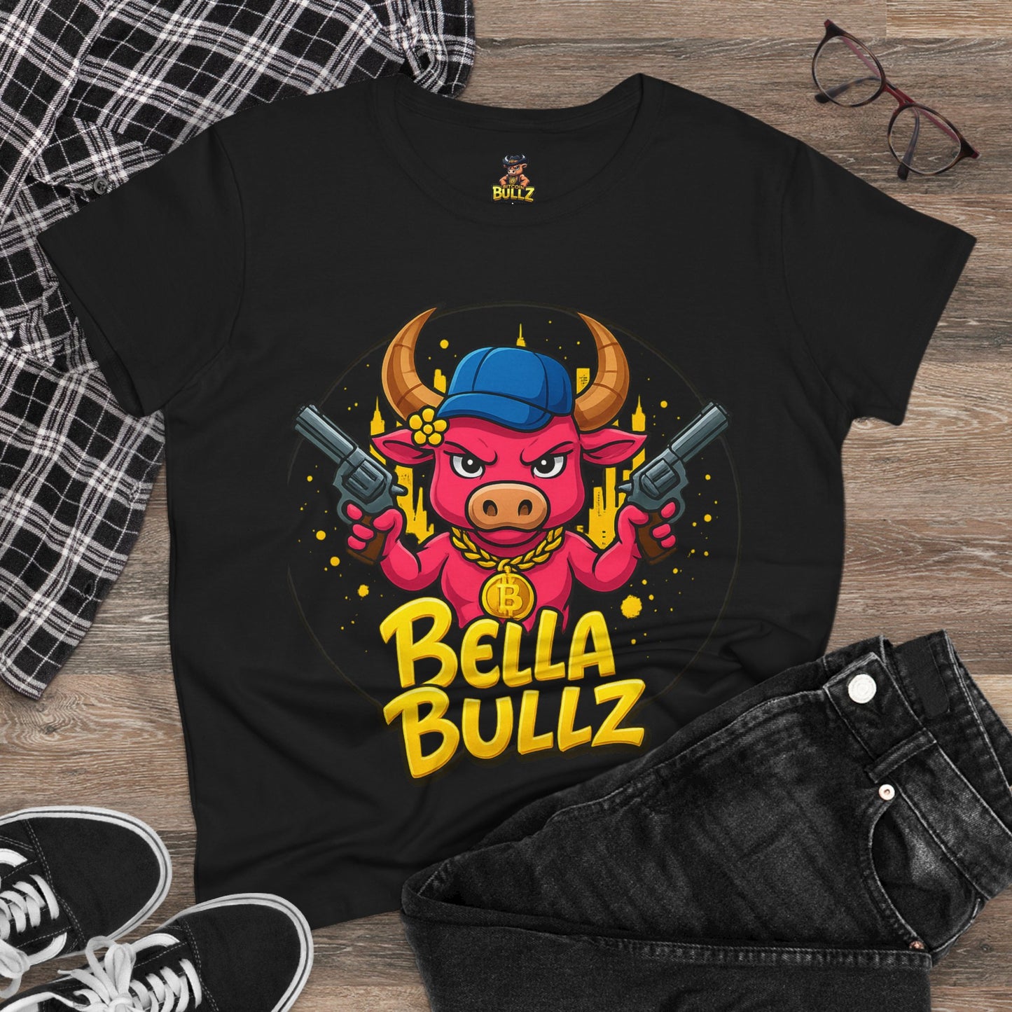 Bella Bullz Graphic Tee, Fun Women's T-Shirt, Casual Streetwear, Gift for Her, Summer Style, Cute Graphic Top