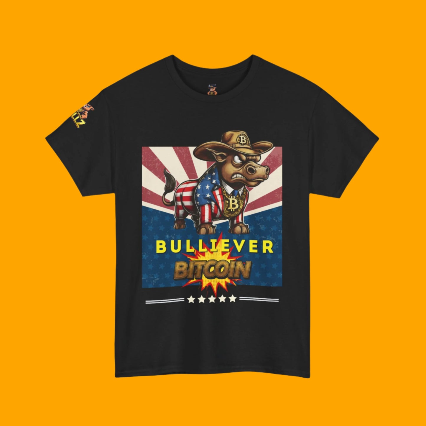 🔥 Bitcoin Bullz™ Patriotic Crypto Street Tee – Bold USA Design for Bitcoin "Bullievers" & Independence July4th Lovers 🔥