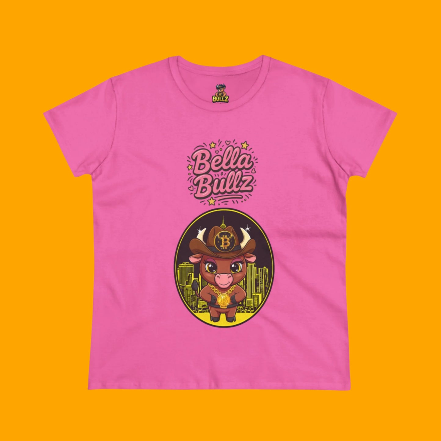 Cute Graphic Tee, Bella Bitcoin Bullz T-Shirt, Crypto Animal Quality T-Shirt, Exclusive Design, Gift for Her, Fun