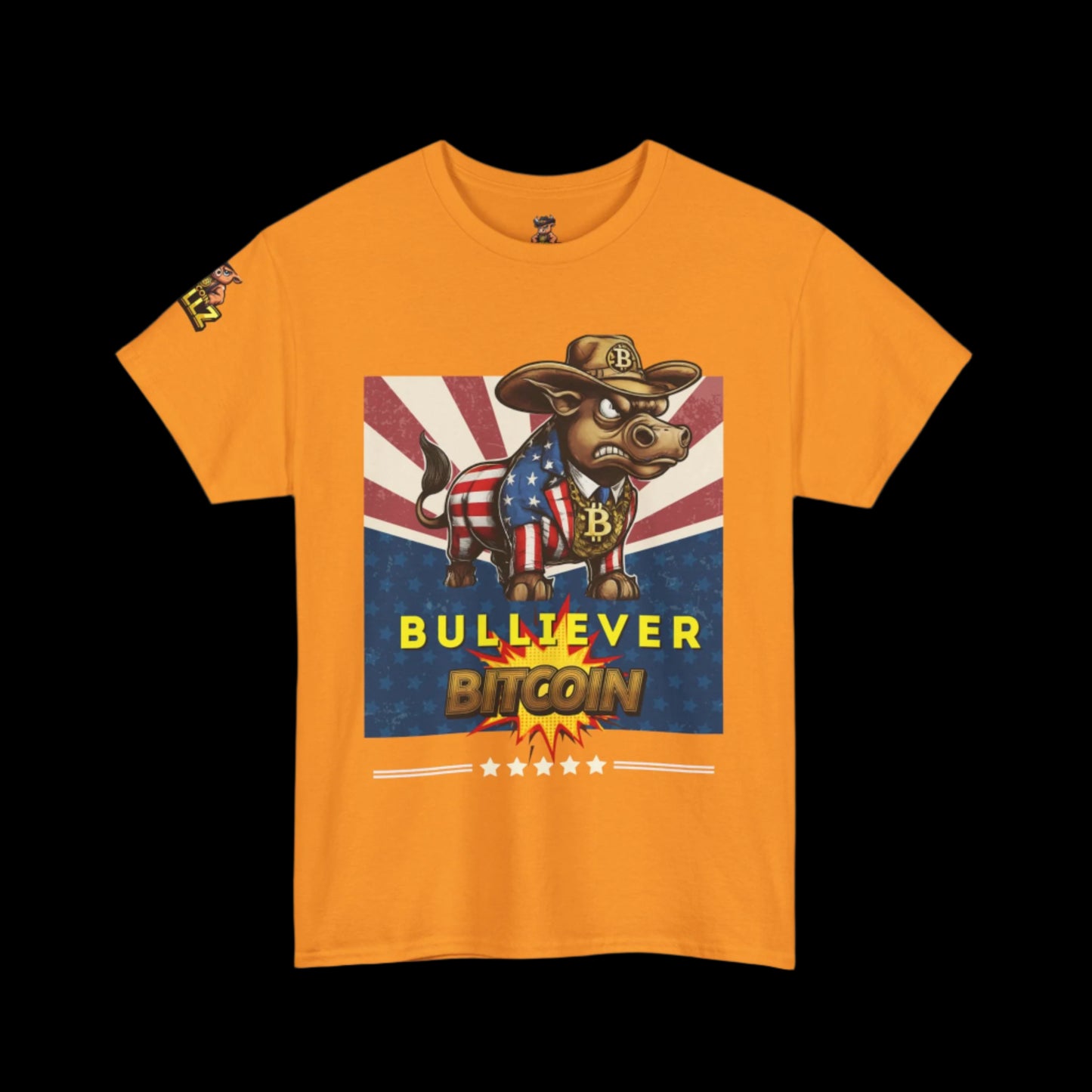 🔥 Bitcoin Bullz™ Patriotic Crypto Street Tee – Bold USA Design for Bitcoin "Bullievers" & Independence July4th Lovers 🔥