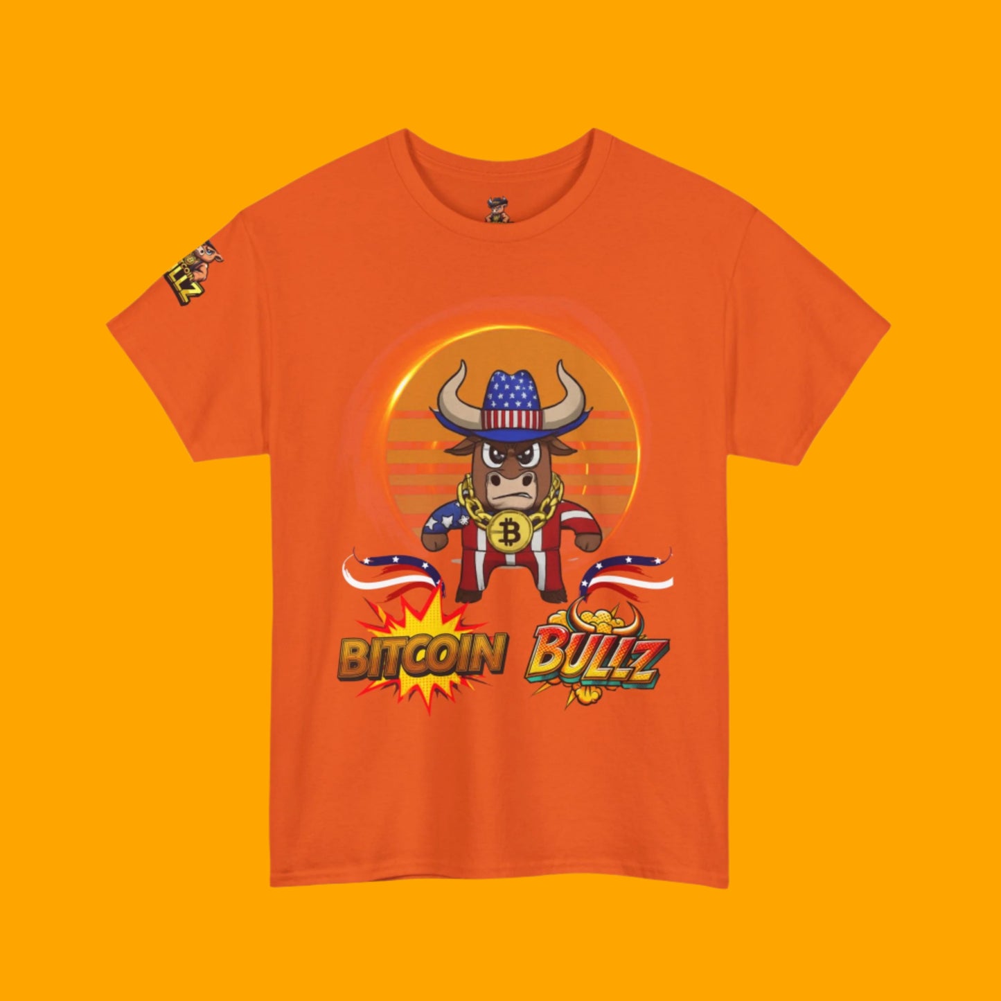 Bitcoin Bullz™ Retro-Futuristic Crypto Patriot Tee – Crypto Cowboy Viral Bold Design for Blockchain Believers Limited Designs (500 Pieces Only)