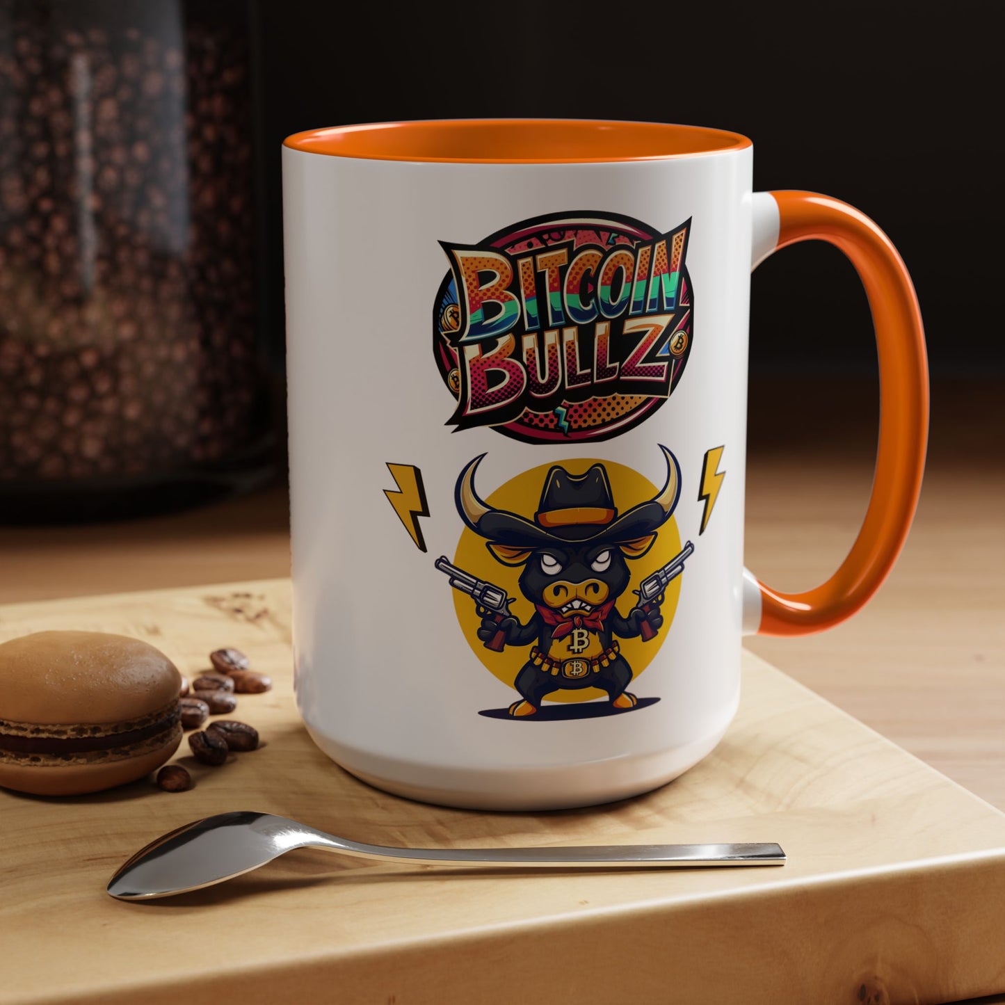 Bitcoin Bull Accent Coffee Mug - Perfect Gift for Crypto Lovers, Unique Mug for Bitcoin Enthusiasts, Cool Coffee Cup for Home or Office