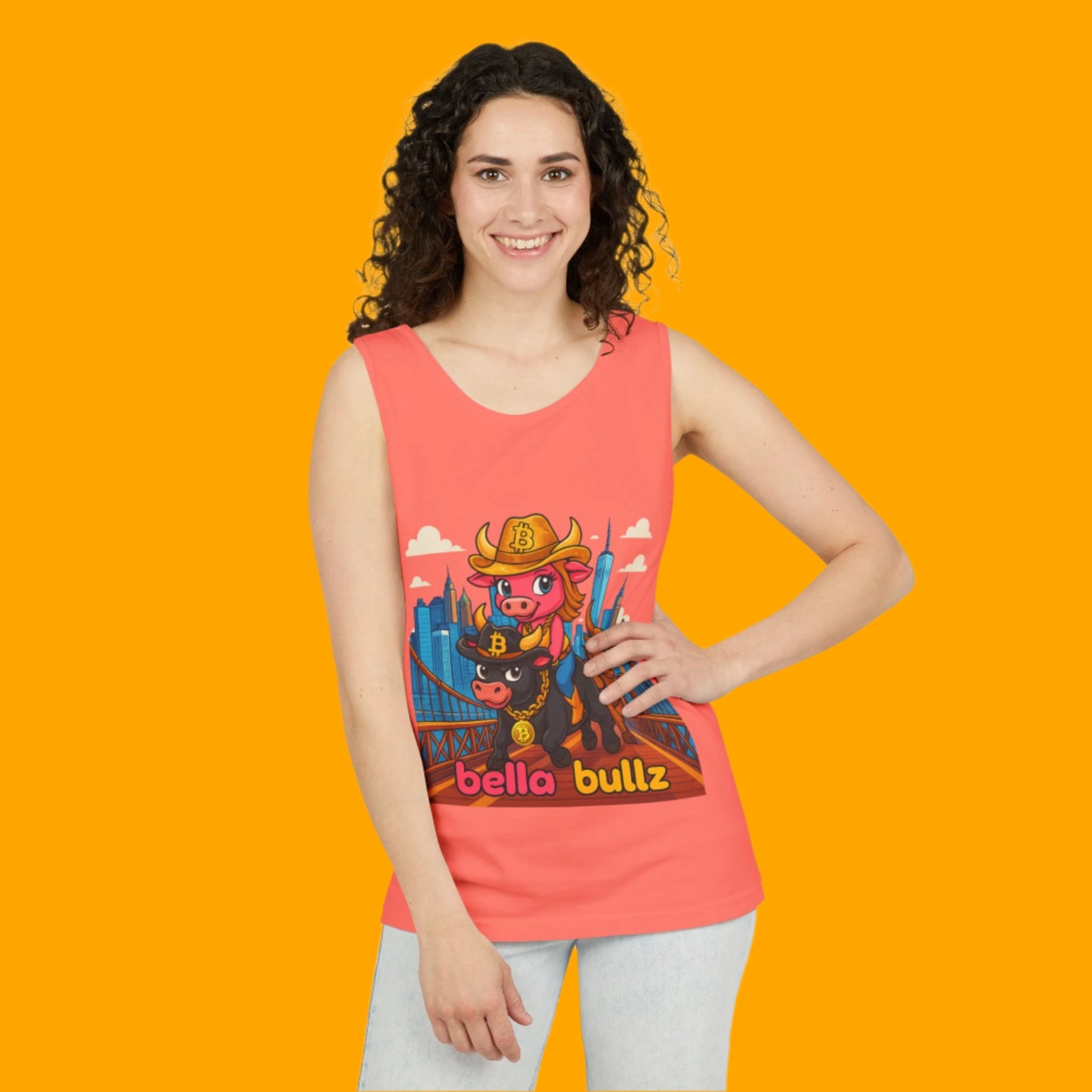 Crypto Cowgirl Graphic Unisex Tank Top - Summer Tee, Bitcoin Beachwear, Limited Edition Unique Design