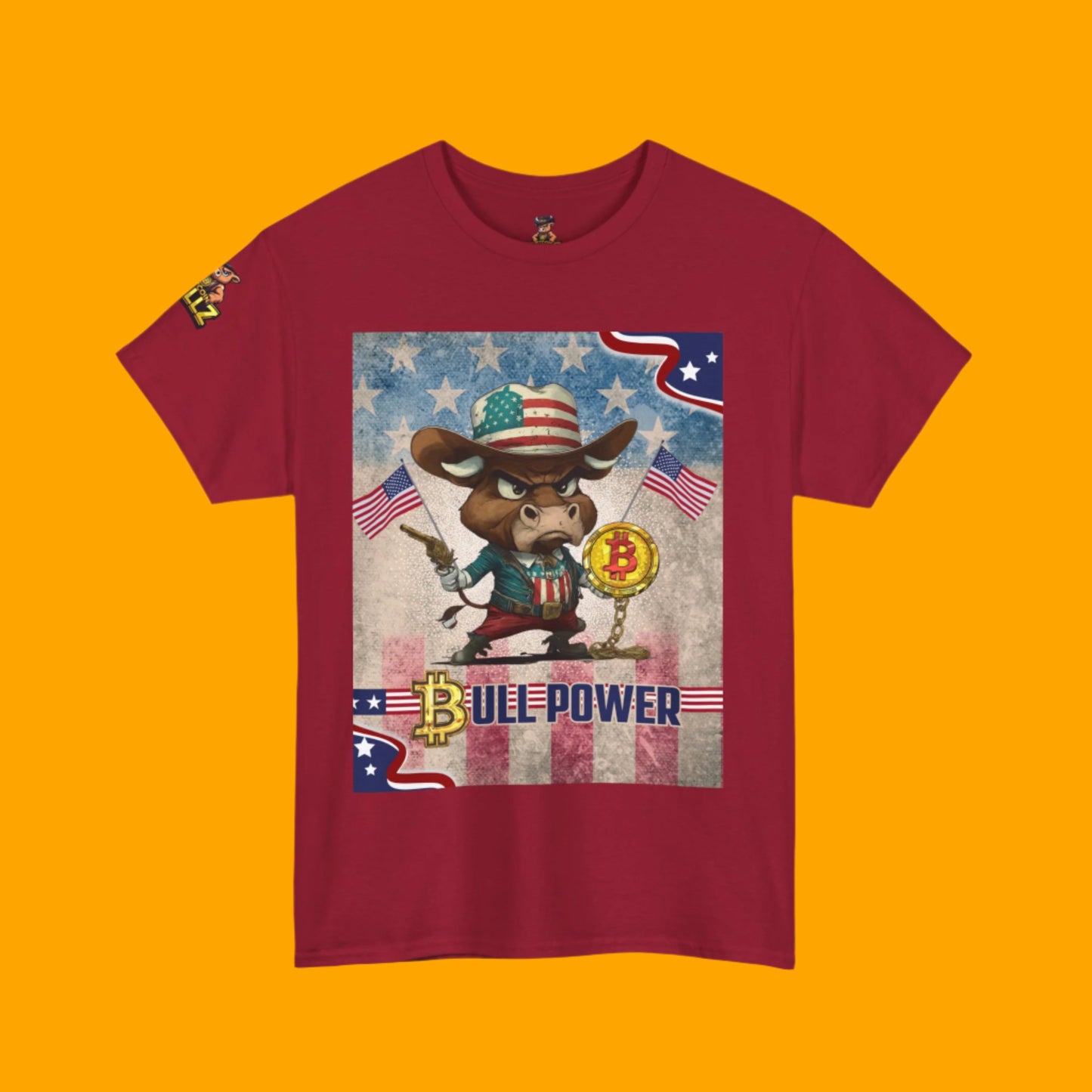 Bitcoin Bullz™ Graphic Athleisure Patriot Tee – Lightweight Crypto Streetwear for Viral HODL Crew Crypto Bitcoin Passion