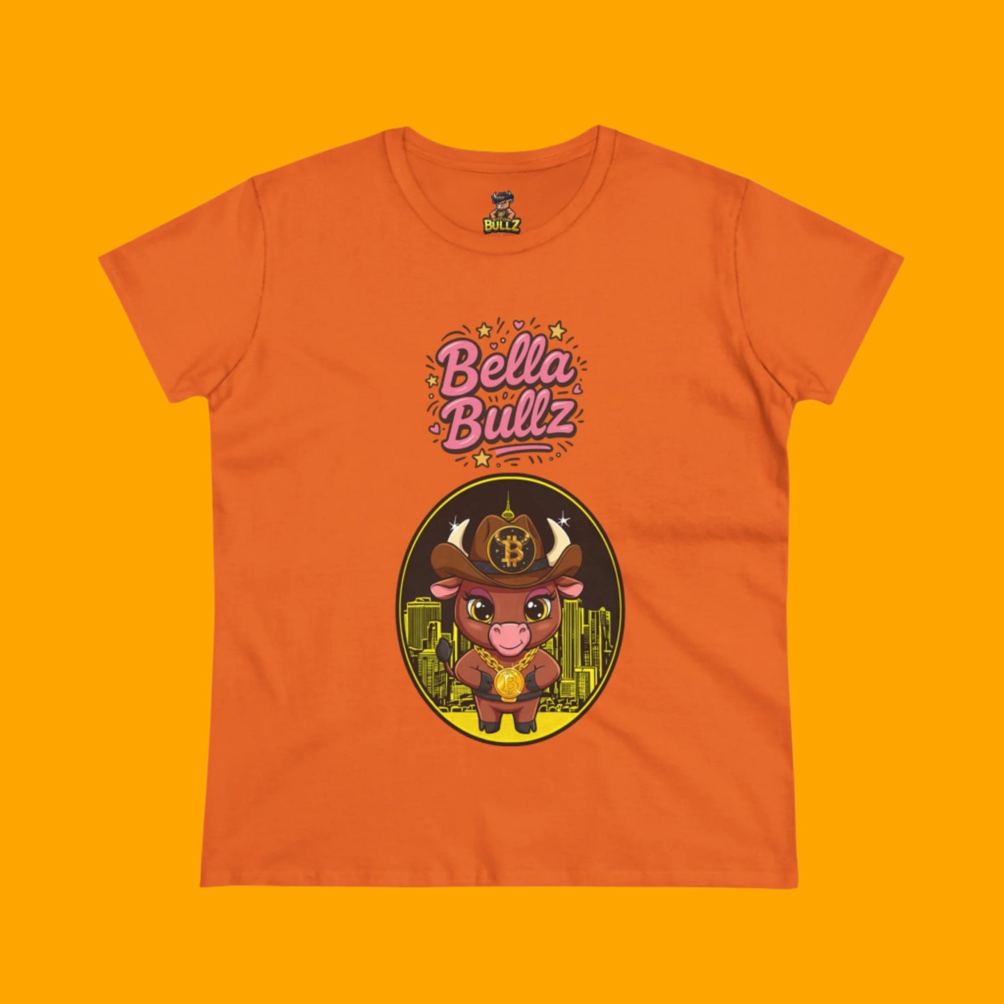 Cute Graphic Tee, Bella Bitcoin Bullz T-Shirt, Crypto Animal Quality T-Shirt, Exclusive Design, Gift for Her, Fun