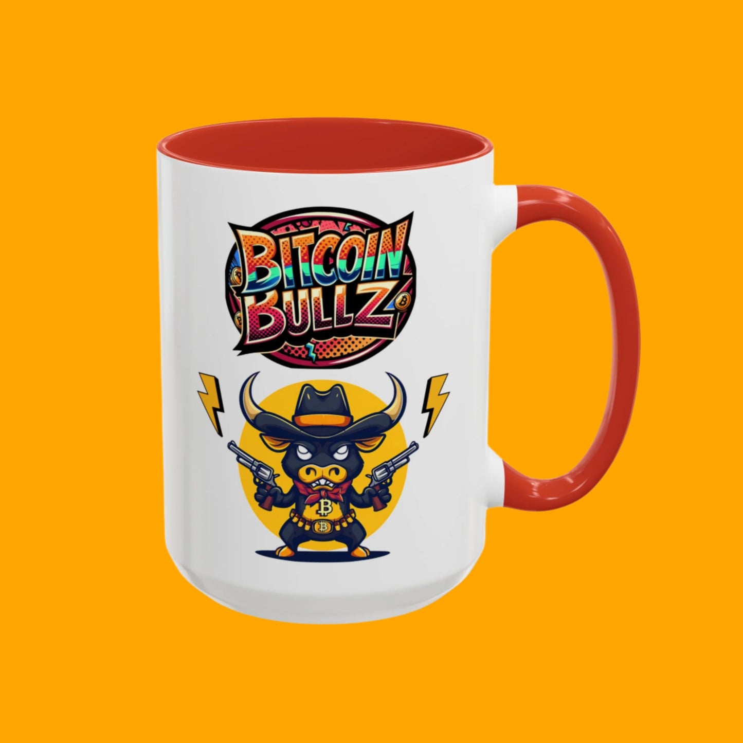 Bitcoin Bull Accent Coffee Mug - Perfect Gift for Crypto Lovers, Unique Mug for Bitcoin Enthusiasts, Cool Coffee Cup for Home or Office
