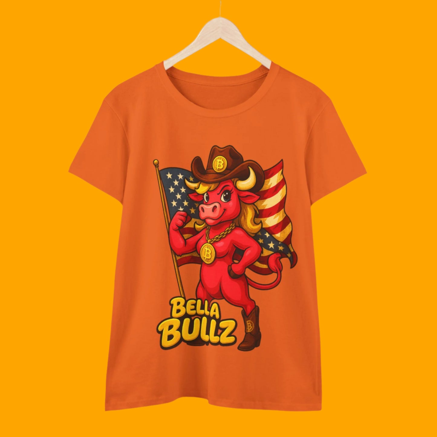 Bella Bullz Women's Cotton Tee - Proud Bitcoin Cowgirl Crypto Lovers Design