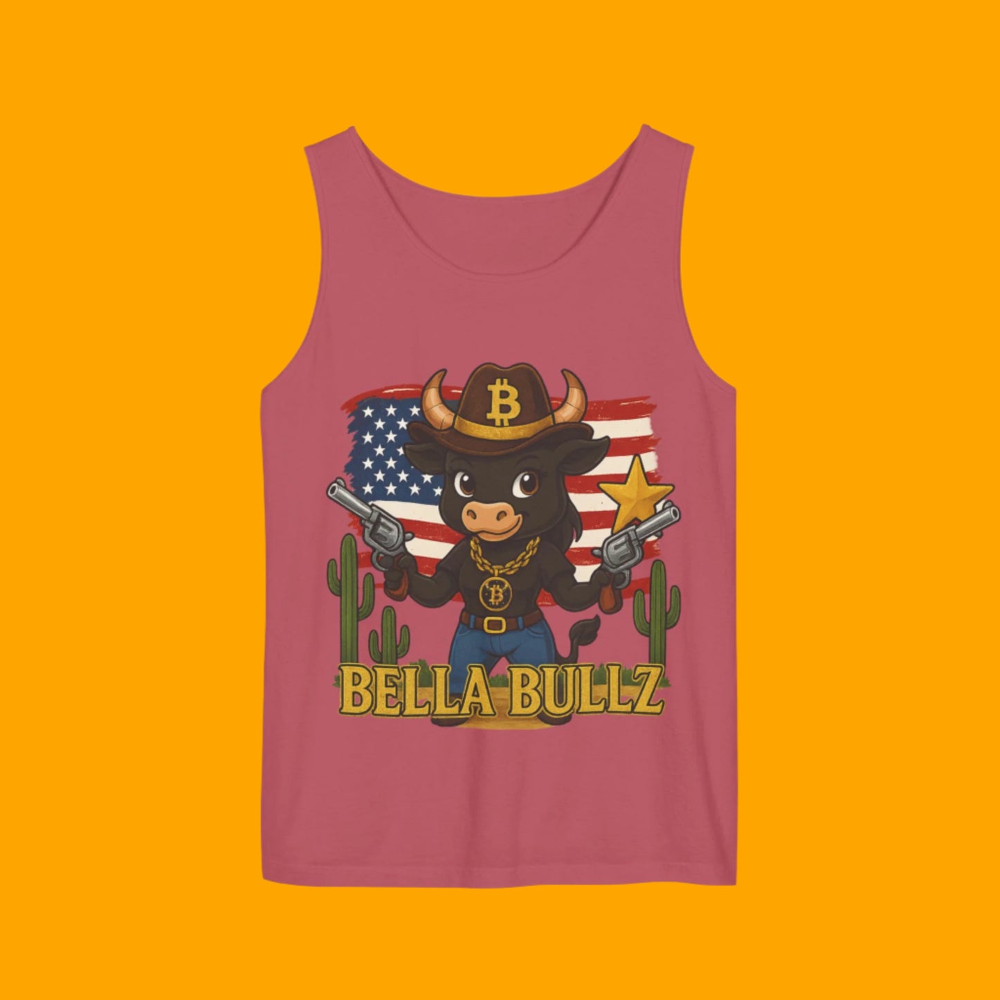 Cowboy-Themed Unisex Tank Top, Casual Summer Wear, Ideal for Rodeos and BBQs, Gift for Bull Lovers, 4th of July Celebration