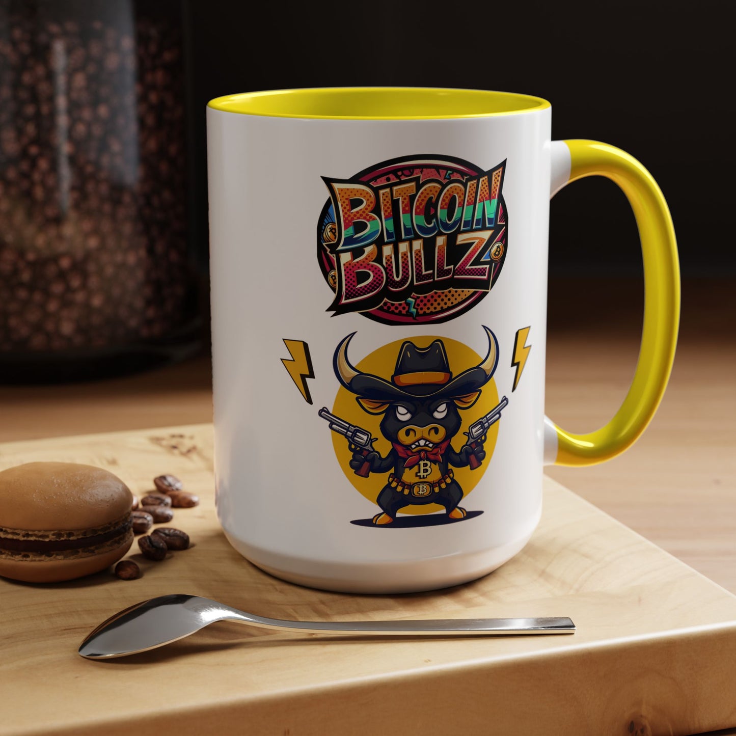 Bitcoin Bull Accent Coffee Mug - Perfect Gift for Crypto Lovers, Unique Mug for Bitcoin Enthusiasts, Cool Coffee Cup for Home or Office