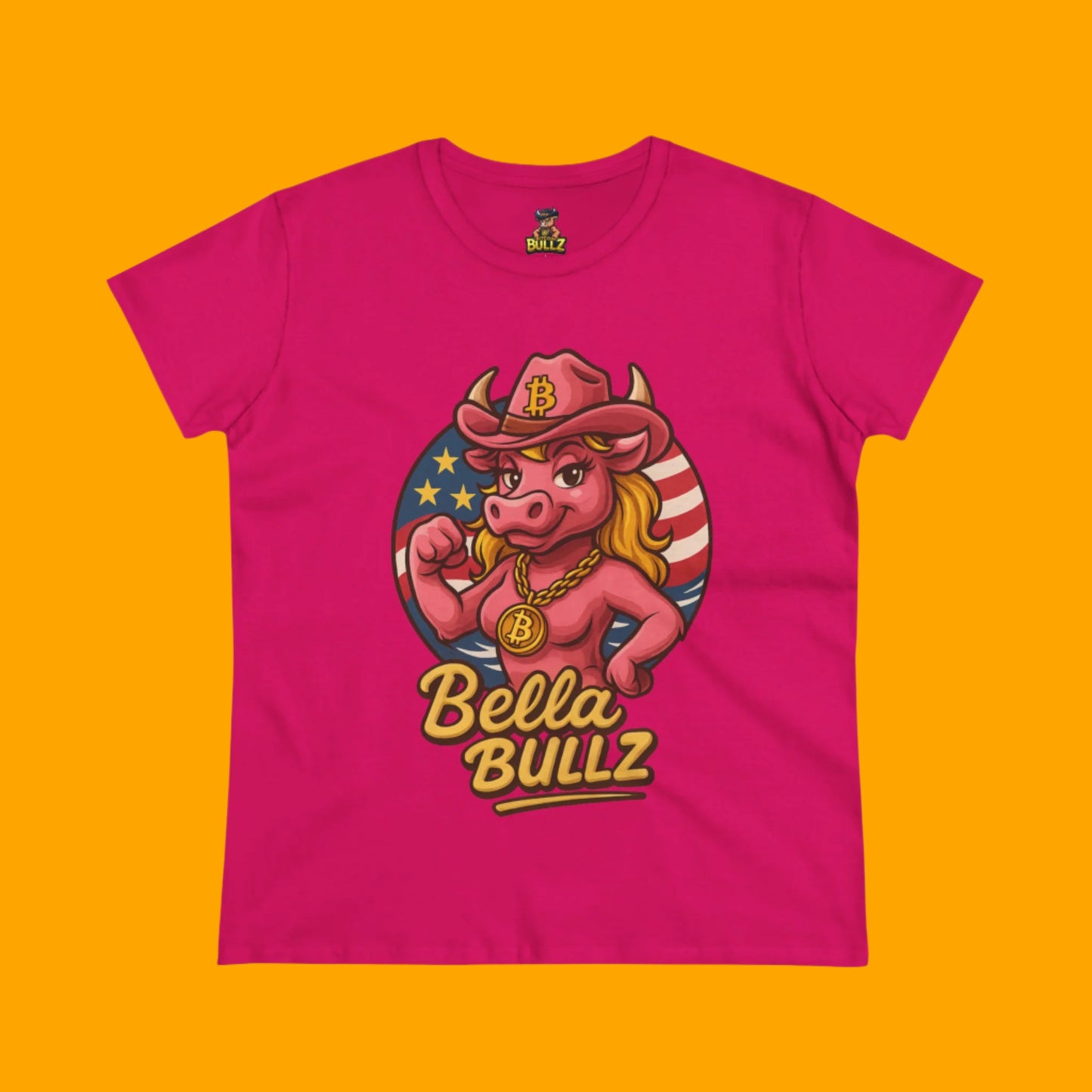 Bella Bullz Women's Summer Cotton Tee, Crypto Cowgirl T-shirt, Crypto Themed Gift, Western Style Shirt, Great for Holidays