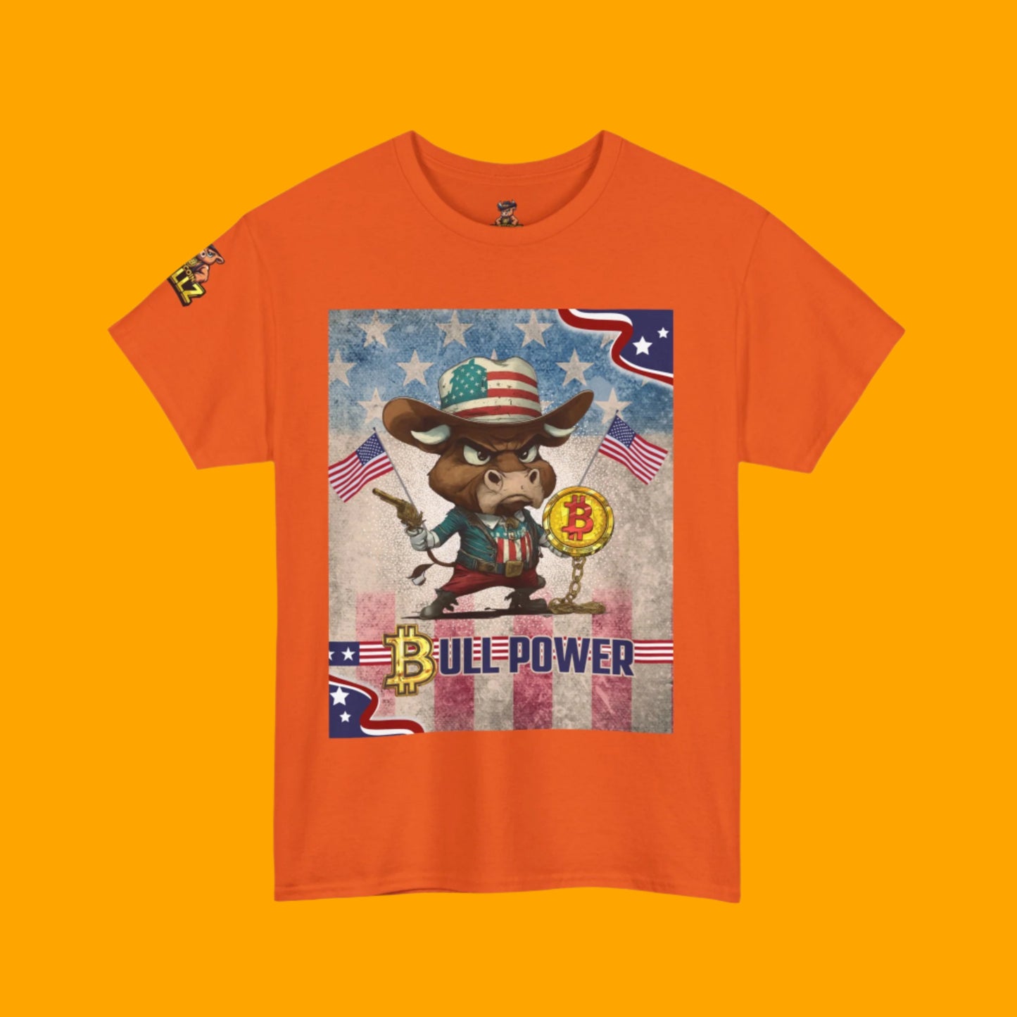 Bitcoin Bullz™ Graphic Athleisure Patriot Tee – Lightweight Crypto Streetwear for Viral HODL Crew Crypto Bitcoin Passion