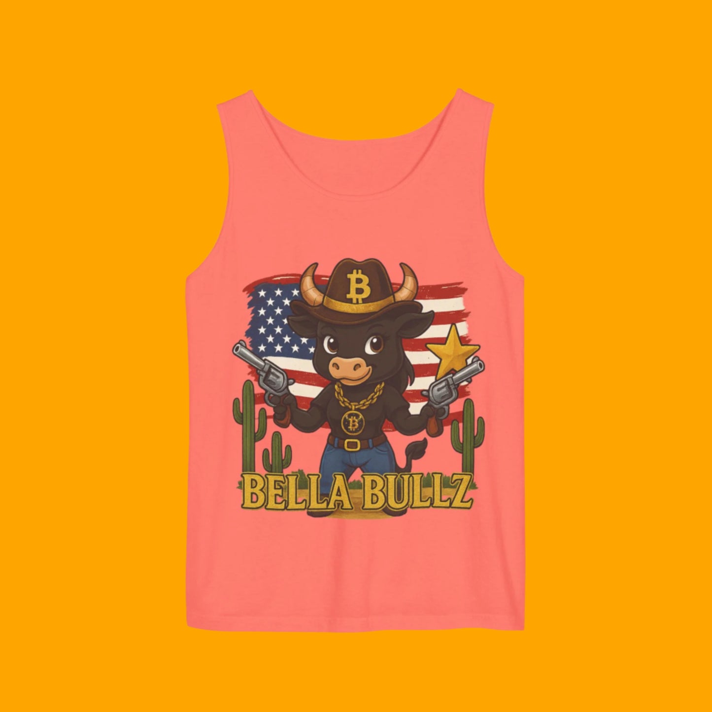 Cowboy-Themed Unisex Tank Top, Casual Summer Wear, Ideal for Rodeos and BBQs, Gift for Bull Lovers, 4th of July Celebration